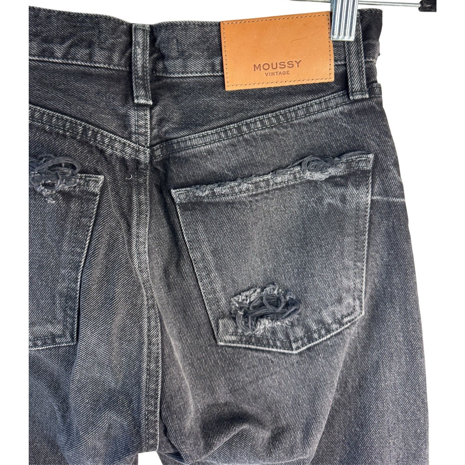 MOUSSY Moussy VTG Jeans Skinny Velma Distressed Stretch Black 25 Size 25" / US 0 / IT 36 - 4 Thumbnail