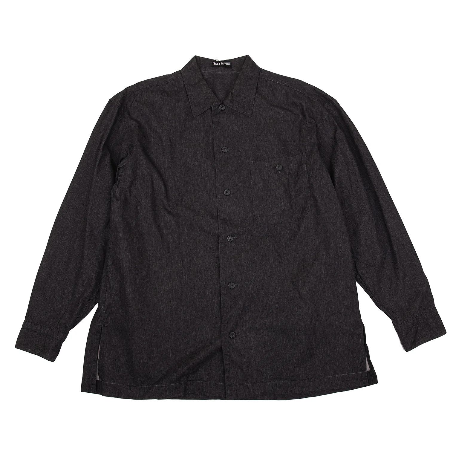Issey Miyake Cotton Denim Shirt in Charcoal, Size M Size US M / EU 48-50 / 2 - 1 Thumbnail