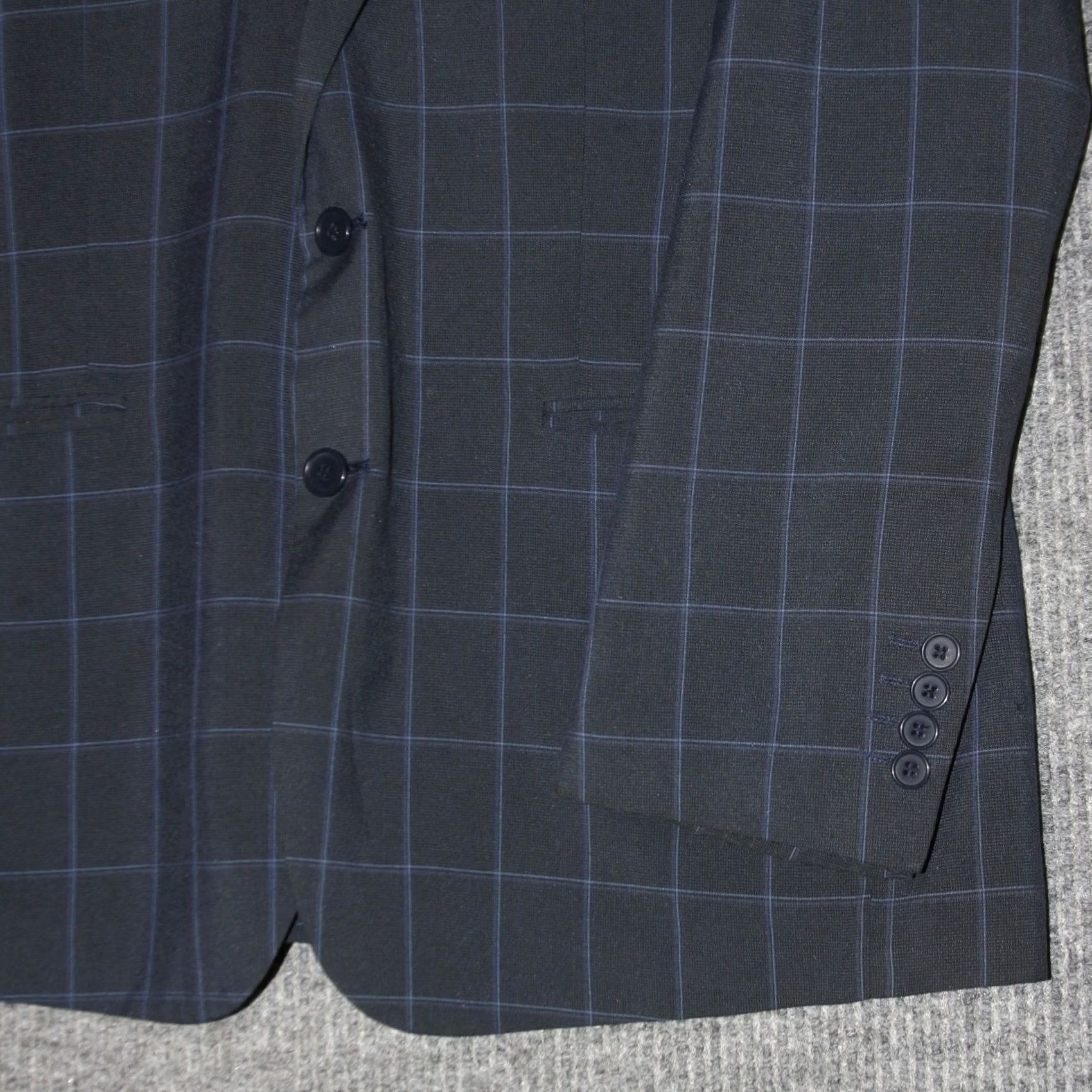 Vintage VINTAGE Carlo Lusso Blazer Mens 44S Navy Blue Plaid High Twist Super Deluxe Microtech Size 44R - 4 Thumbnail