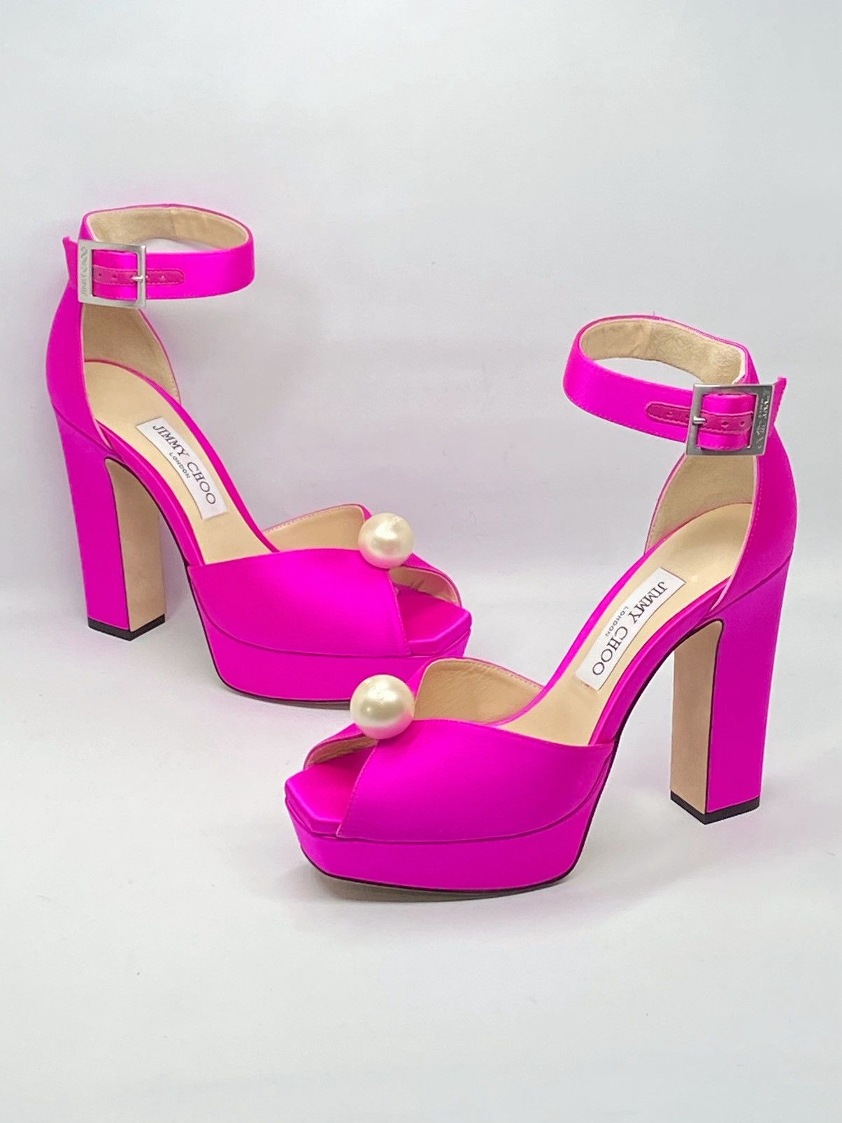 Jimmy Choo Jimmy Choo Socorie 120 Satin Platform Sandals size 37.5 Size US 7.5 / IT 37.5 - 1 Thumbnail