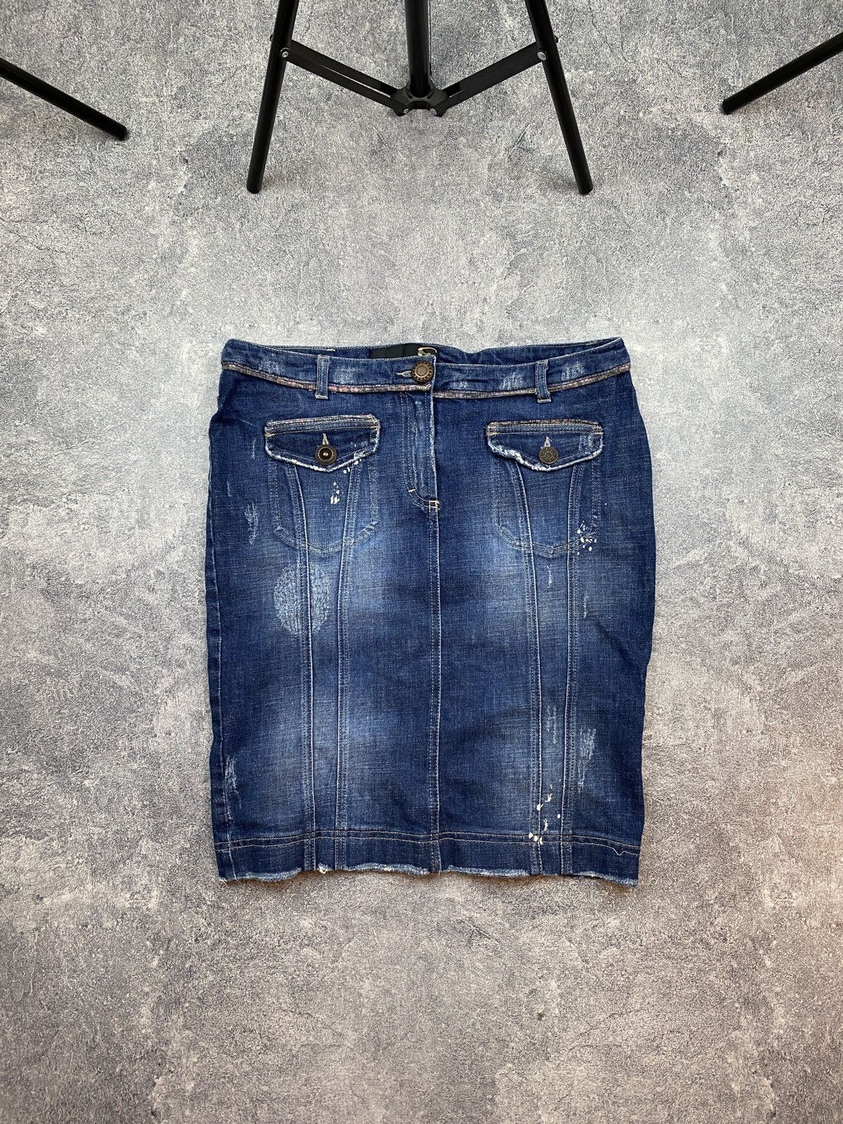 Just Cavalli × Roberto Cavalli Vintage Roberto Cavalli Denim Skirt Just Cavalli Size 32" / US 10 / IT 46 - 2 Thumbnail