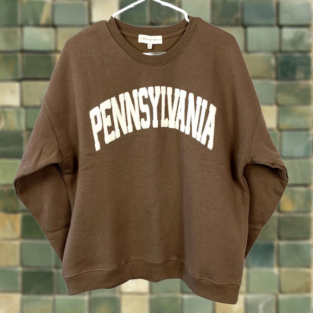 Vintage State of Mine Women's Pennsylvania Graphic Oversized Sweatshirt Brown M Sweatshirt Ladies Brown Penn State Graphic Collegiate 90s? Size M / US 6-8 / IT 42-44 - 1 Thumbnail