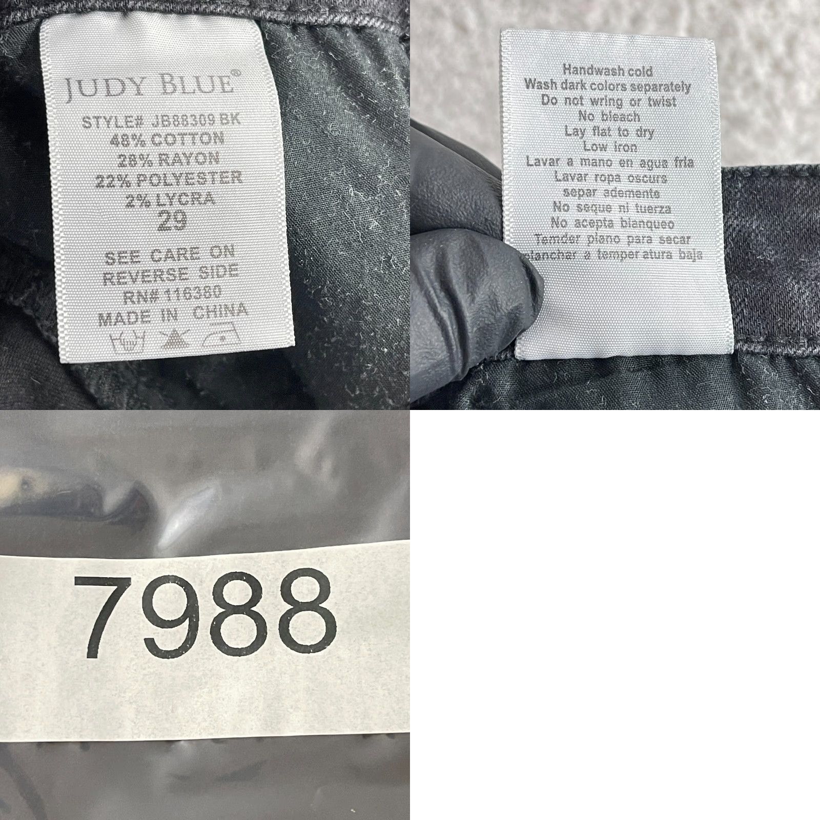 Denime Judy Blue Jeans Womens Size 29 Black Denim High-Rise Skinny Leg Casual Jeans Size 29" - 10 Thumbnail