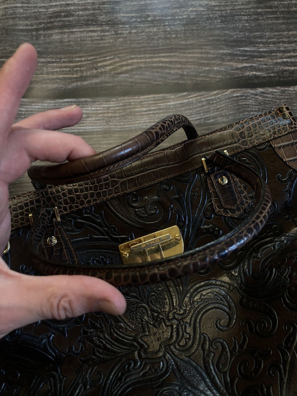 Etro Etro leather flowers vintage big logo bag Size ONE SIZE - 10 Thumbnail
