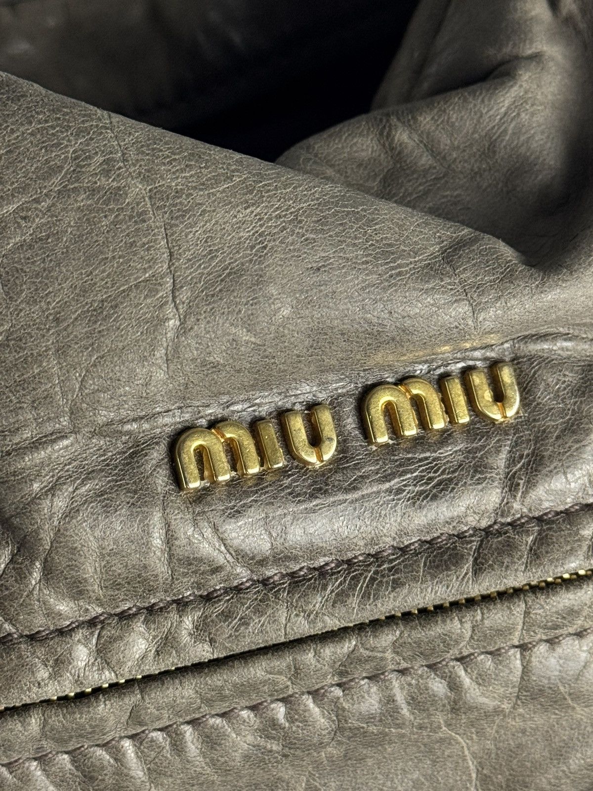 Miu Miu Miu Miu Vitello Two Way Nappa Leather Handbag Bag Grey Size ONE SIZE - 3 Thumbnail