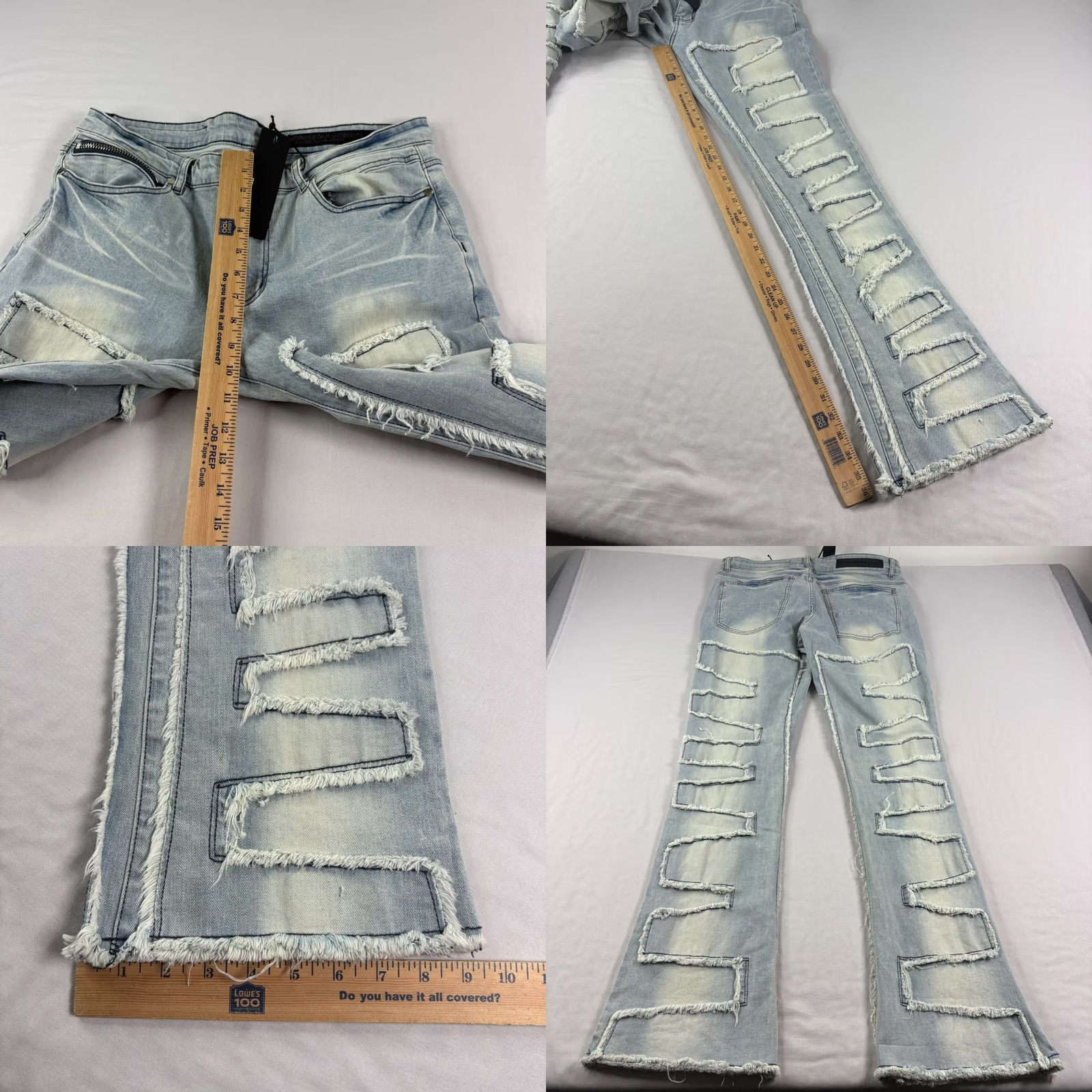 Vintage Rockstar Jeans Men 36x36 Blue Denim Slim Flared Grunge Rock Pattern Regular Inseam 36 NEW Size US 36 / EU 52 - 8 Thumbnail