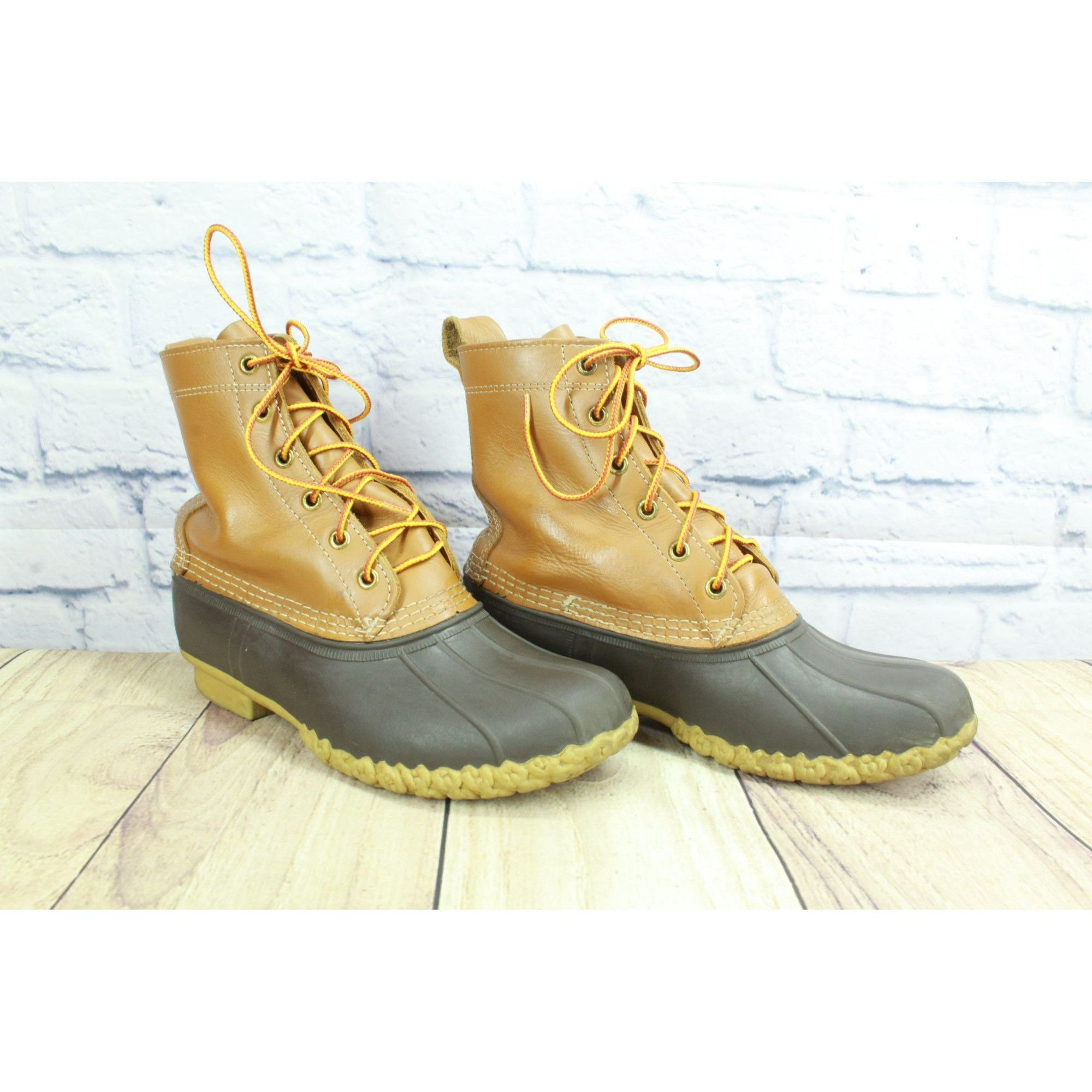 L.L. Bean × Leather LL Bean Women's Lace Up Unlined Ankle Duck Boots Size US 8 / IT 38 - 4 Thumbnail
