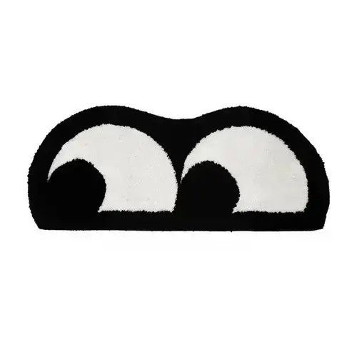 Vintage Cute Big Eyes Rug Black Carpet 60x160cm Size ONE SIZE - 3 Thumbnail