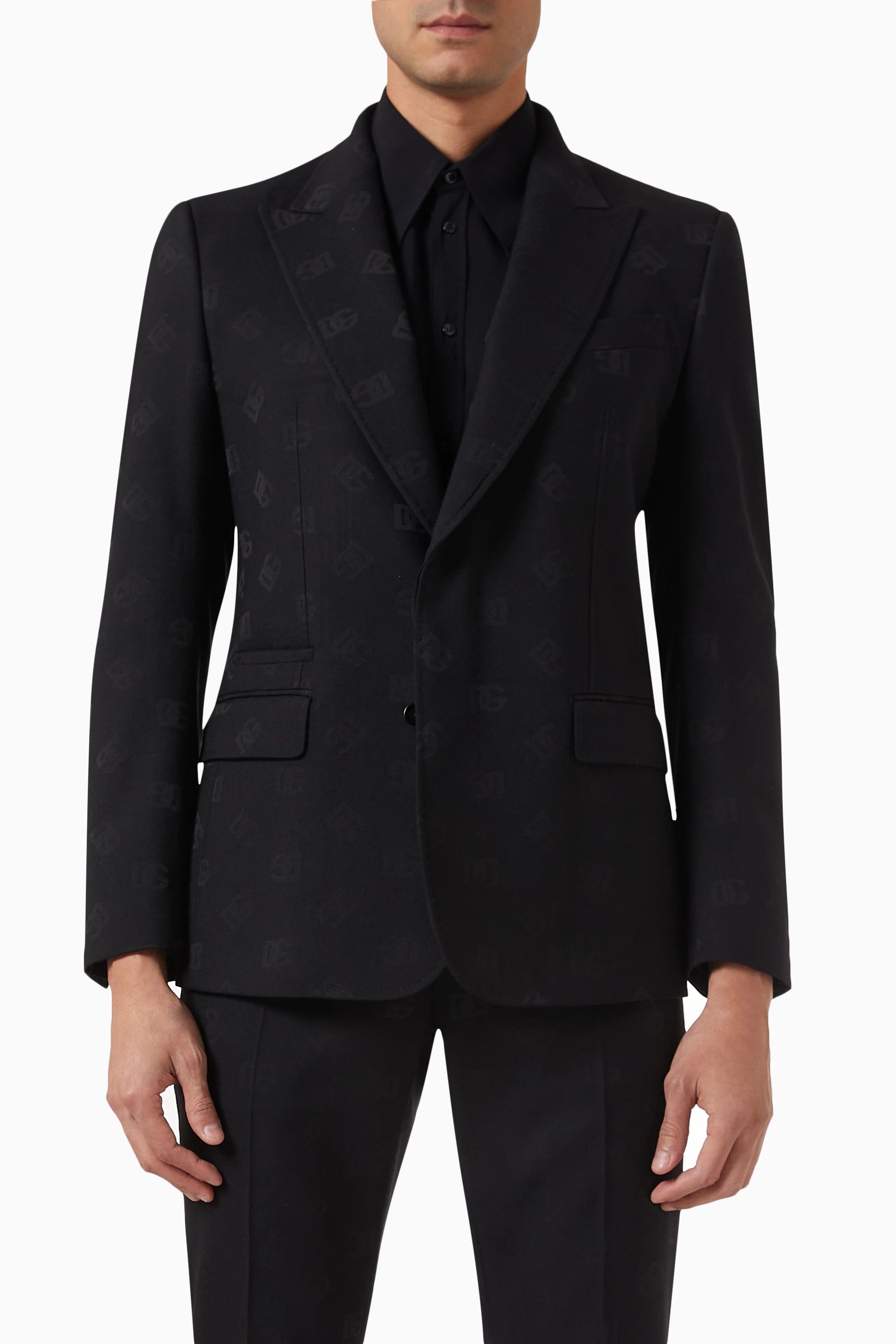 Dolce & Gabbana o1y0125 Logo Print Blazer in Black Size US M / EU 48-50 / 2 - 1 Thumbnail