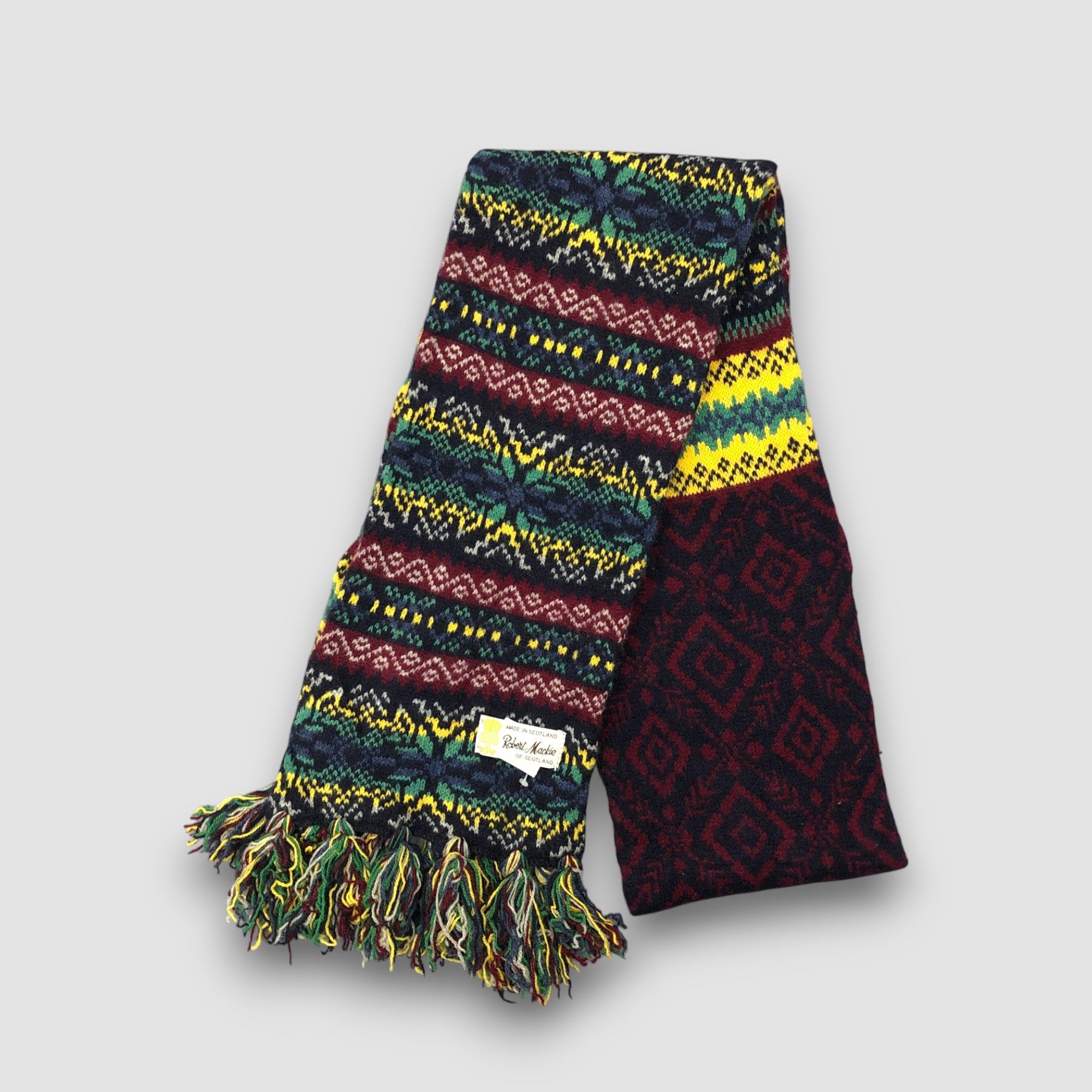Japanese Brand Vintage Robert Mackie Scarf Muffler Wool Ribbed Knit Size ONE SIZE - 2 Thumbnail