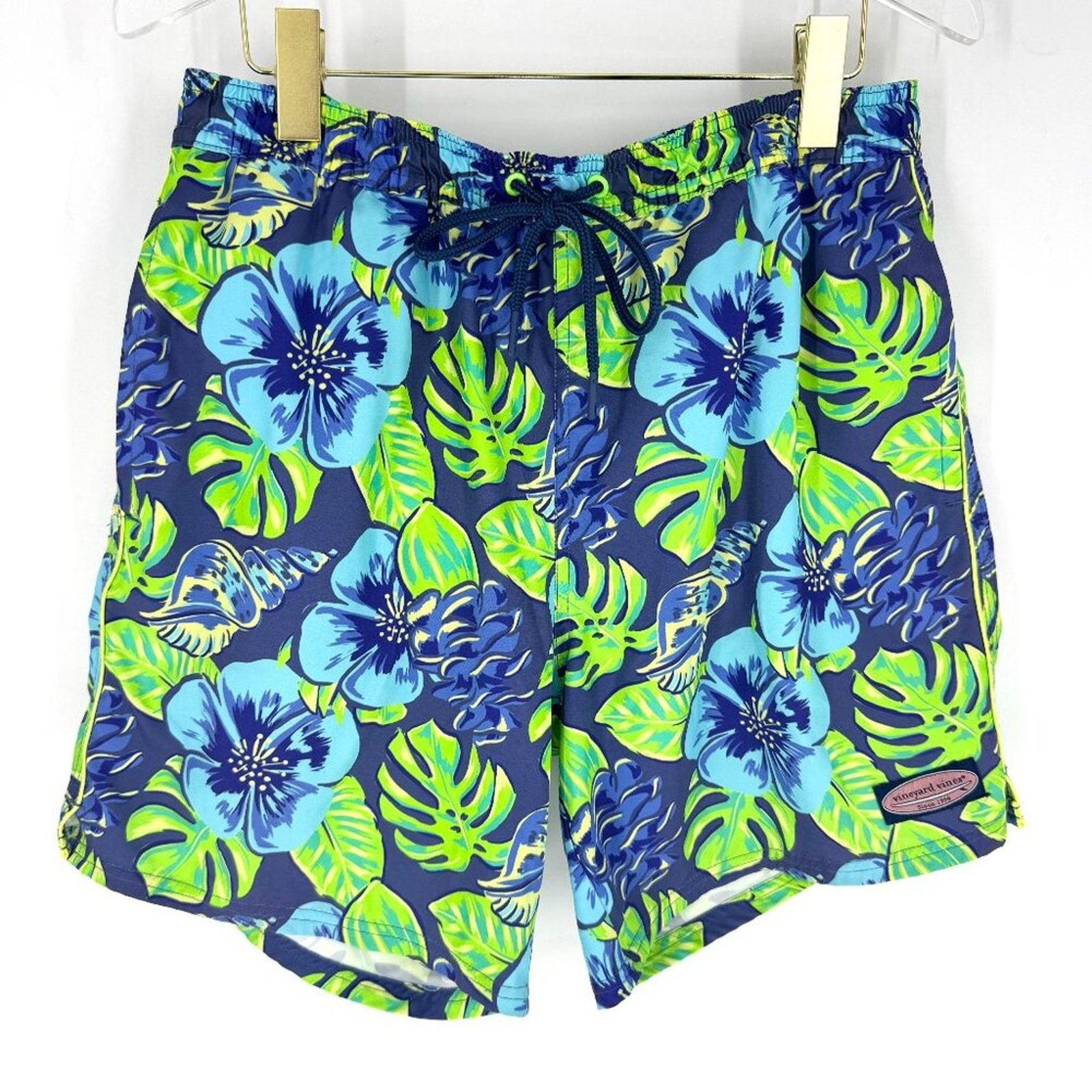 Vineyard Vines Vineyard Vines Floral Swim Trunks Blue Green Men's Medium Size US 31 - 1 Thumbnail