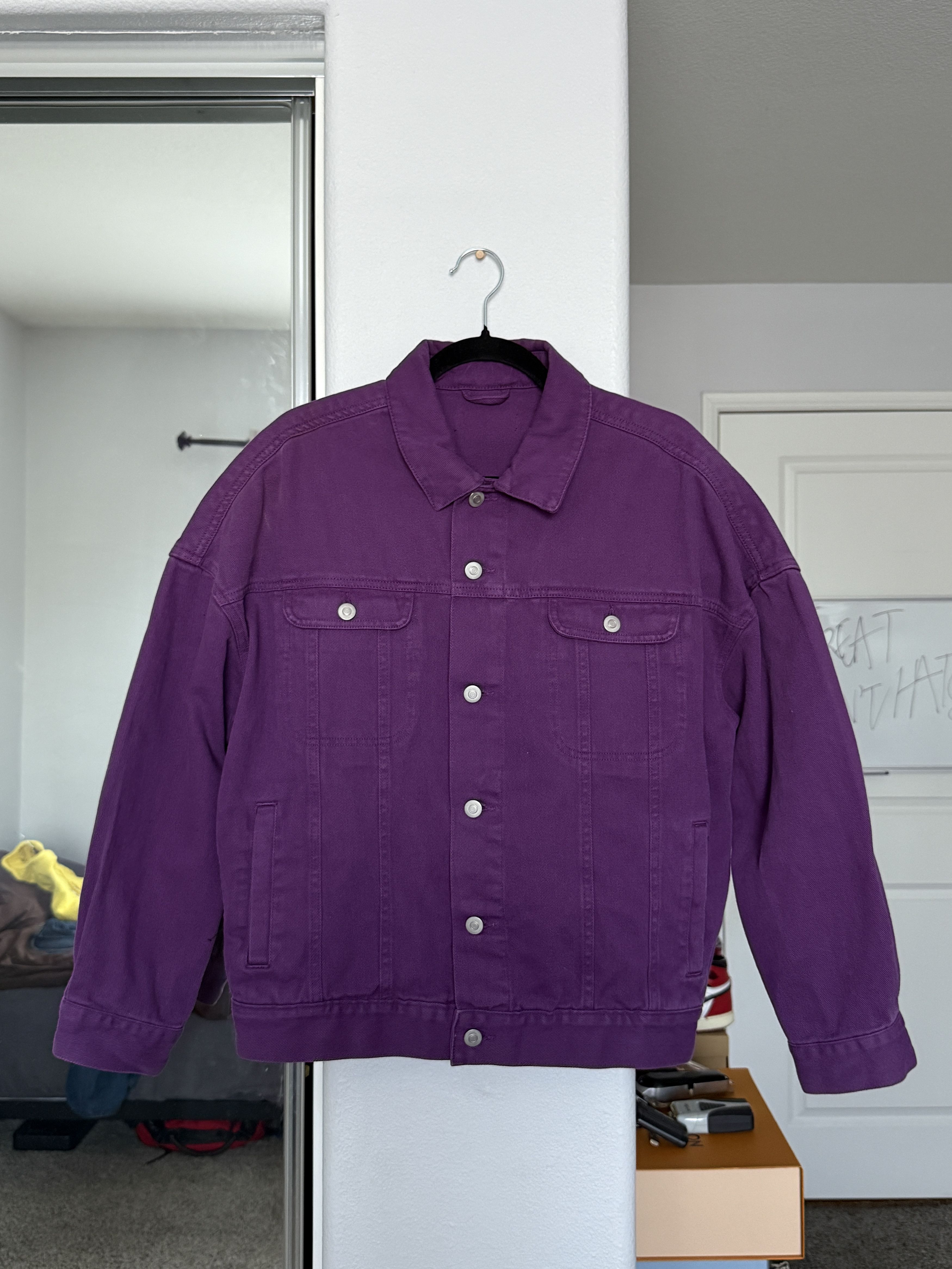 Asos VINTAGE OVERSIZED PURPLE DENIM JACKET SZ 2XS FITS LIKE SMALL Size US XXS / EU 40 - 1 Thumbnail
