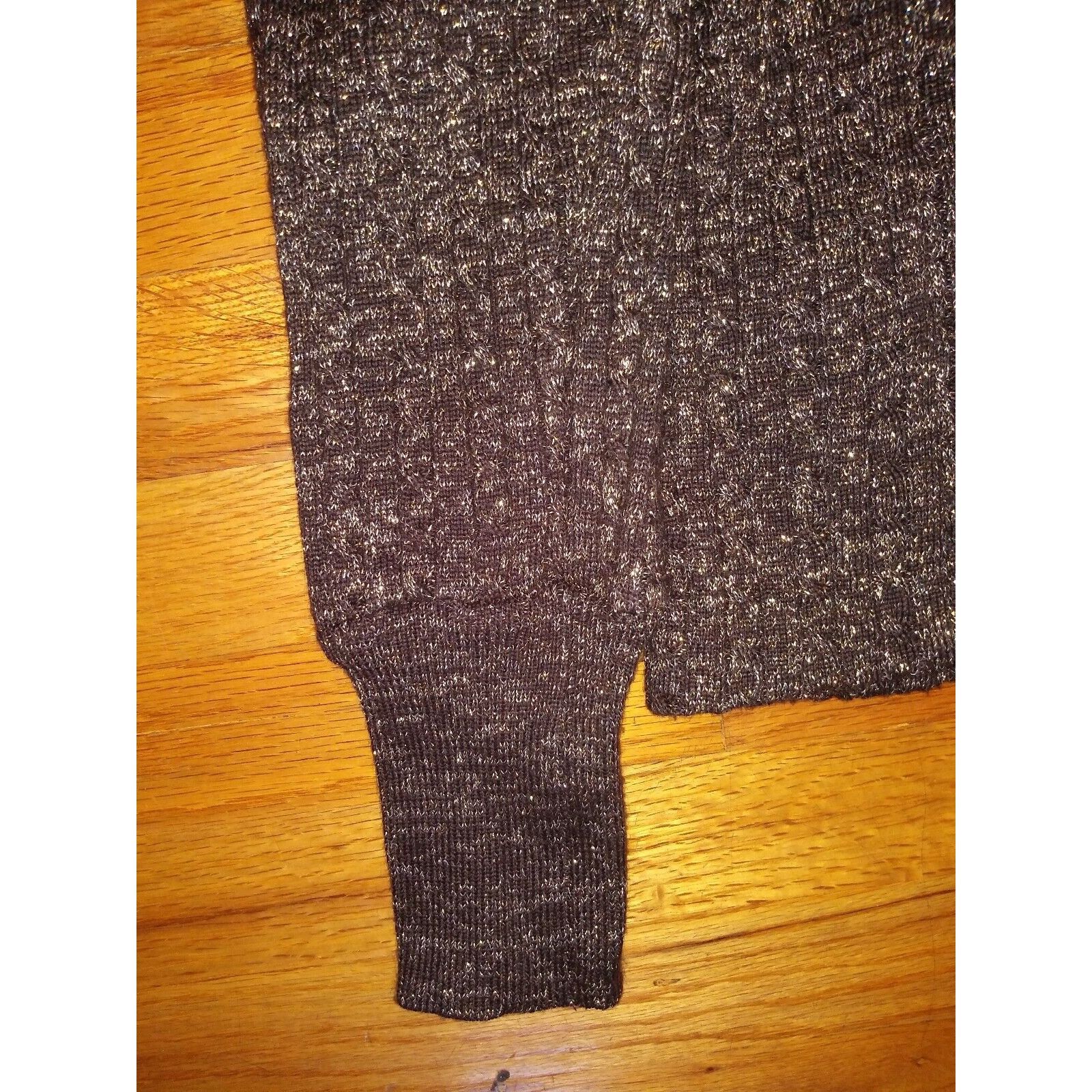 Designer Womens CACHE SWEATER Cardigan Sz L Brown Sparkle Button-up P Size L / US 10 / IT 46 - 8 Thumbnail