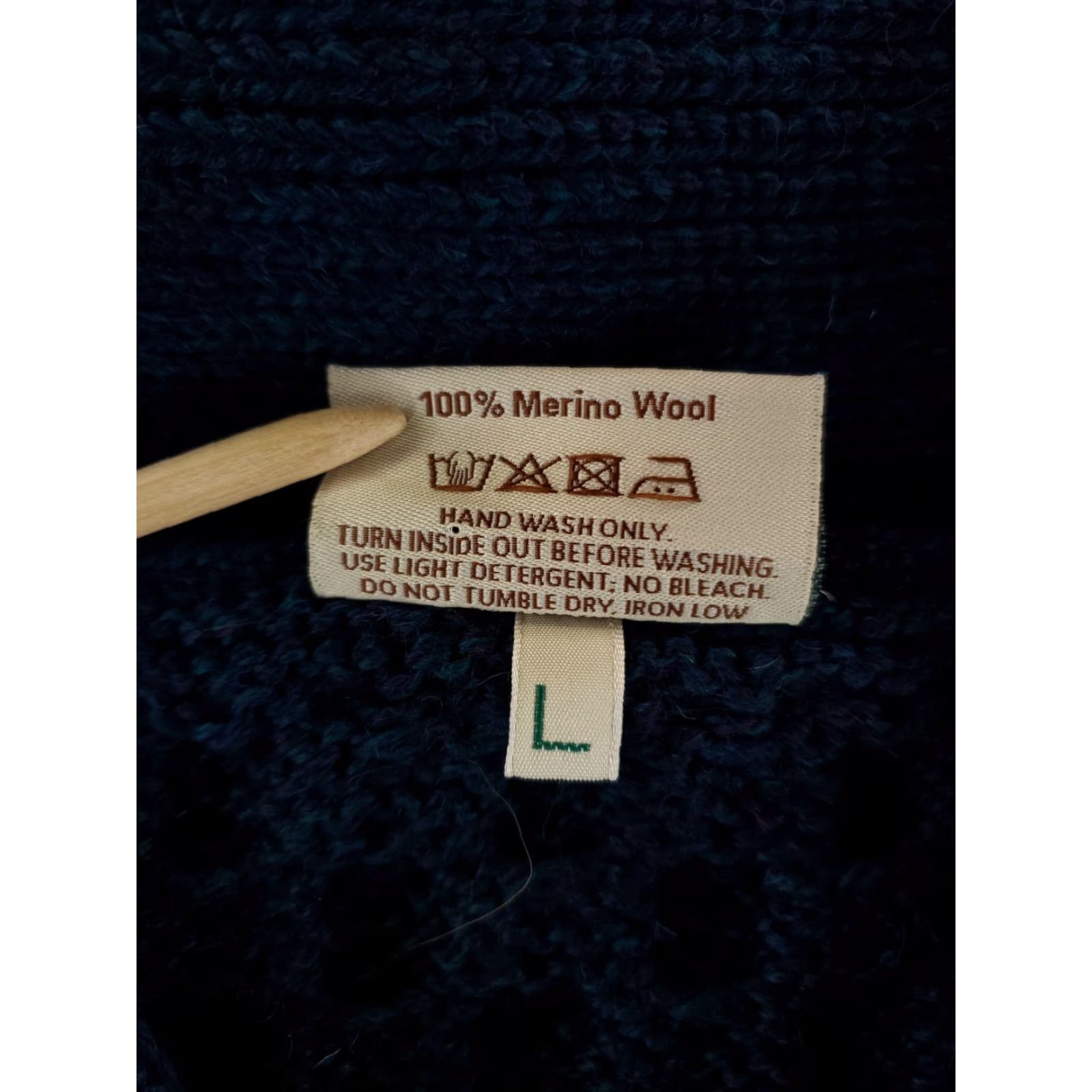 Vintage Saol Sweater Cable Knit 100% Merino Wool Ireland Blue Mens L Size US L / EU 52-54 / 3 - 3 Thumbnail