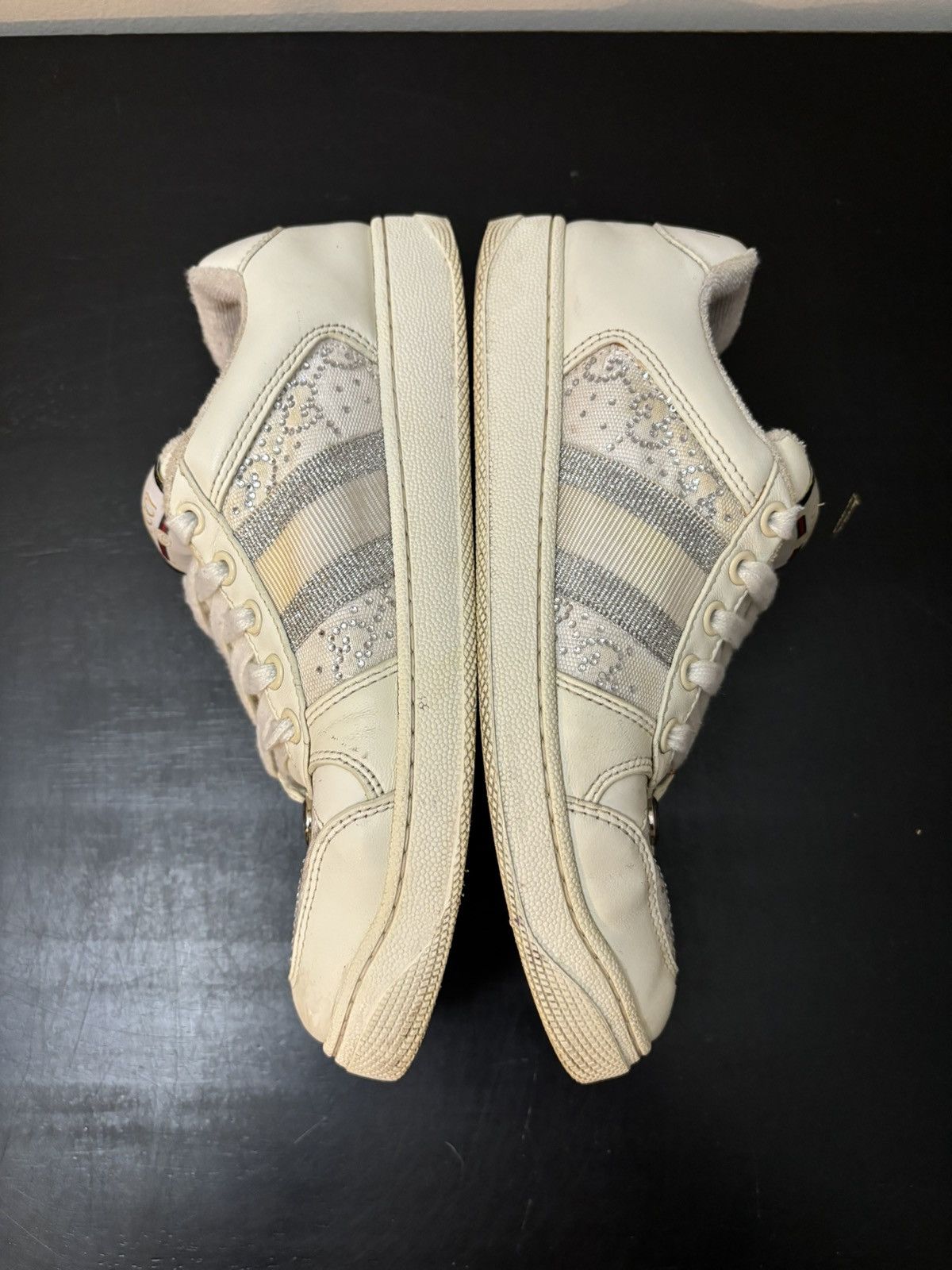 Gucci GG Monogram Screener Sneakers Silver White