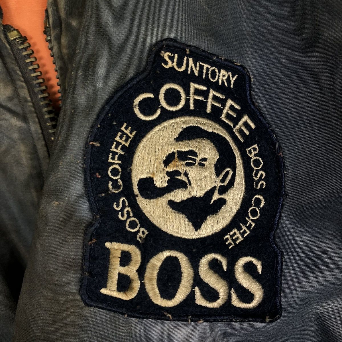 Japanese Brand 📌Vintage Fly Bomber Jacket Suntory Boss Coffee Big Logo Size US M / EU 48-50 / 2 - 19 Thumbnail