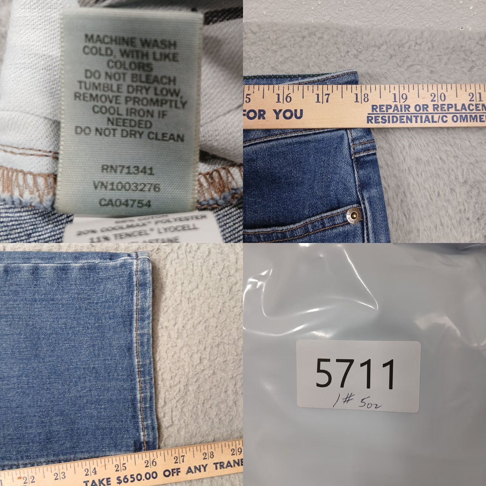 Vintage L.L. Bean 1912 Favorite Fit Straight Jeans Women's 16P Petite Blue EUC Size 38" / US 16 / IT 52 - 8 Thumbnail