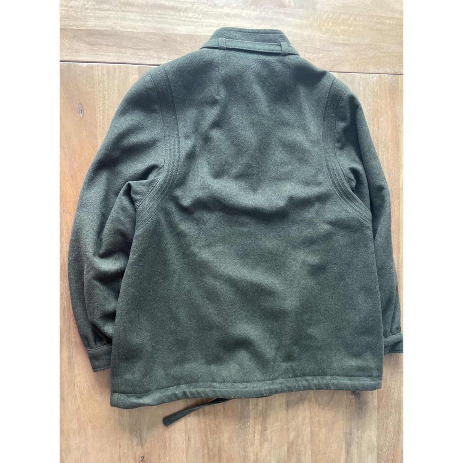 Vintage VINTAGE GOLDIX Full Zip Tweed Lambswool Bomber Jacket Womens L Green Belted Collar 90s City Retro VTG Belted Collar Womens Regular Jacket Size L / US 10 / IT 46 - 2 Thumbnail