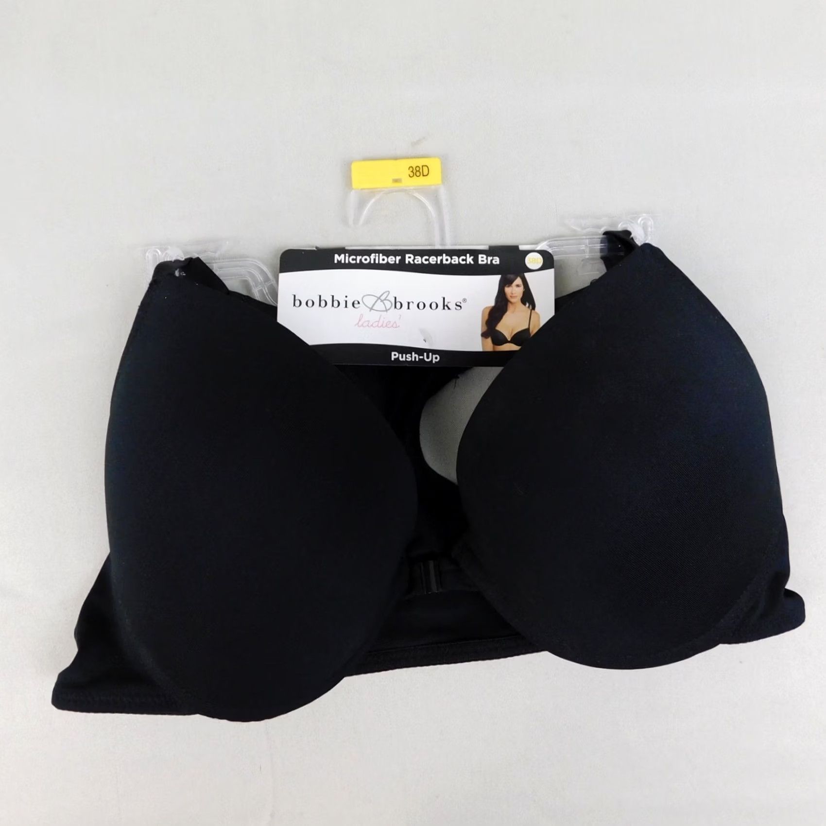 Vintage Bobbie Brooks Bra 38D Black Underwire Demi Push Up Racerback Strap Adjustable Front-Close Padded Size ONE SIZE - 2 Thumbnail