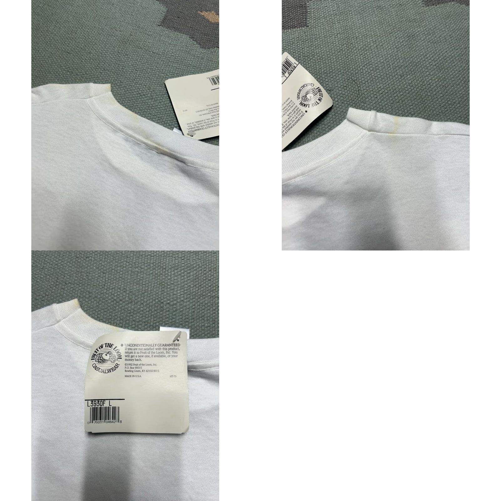 Fruit Of The Loom VINTAGE 90s Fruit of the Loom T-Shirt White Deadstock Large Women stained Size L / US 10 / IT 46 - 9 Thumbnail