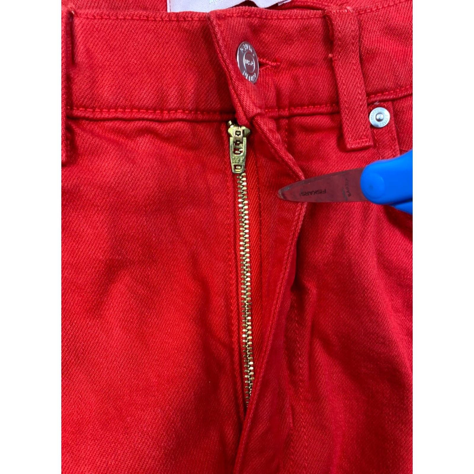 Vintage Revice Jeans Womens 32 Red Pleated Casual 32" Inseam Flared Jeans Womens Red Pleated 32" Inseam Size 24" / US 00 / IT 34 - 4 Thumbnail