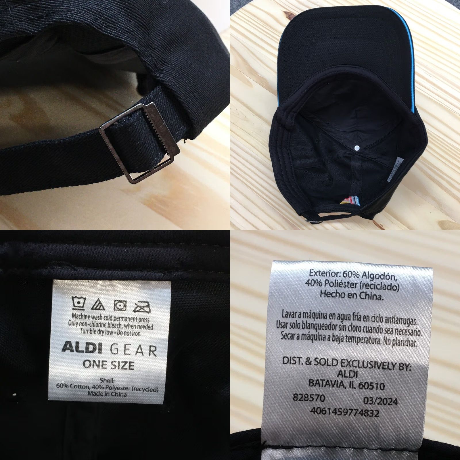 Vintage Aldi Gear Baseball Cap Black OSFA Adjustable Curved Brim Embroidered Unisex Size ONE SIZE - 8 Thumbnail