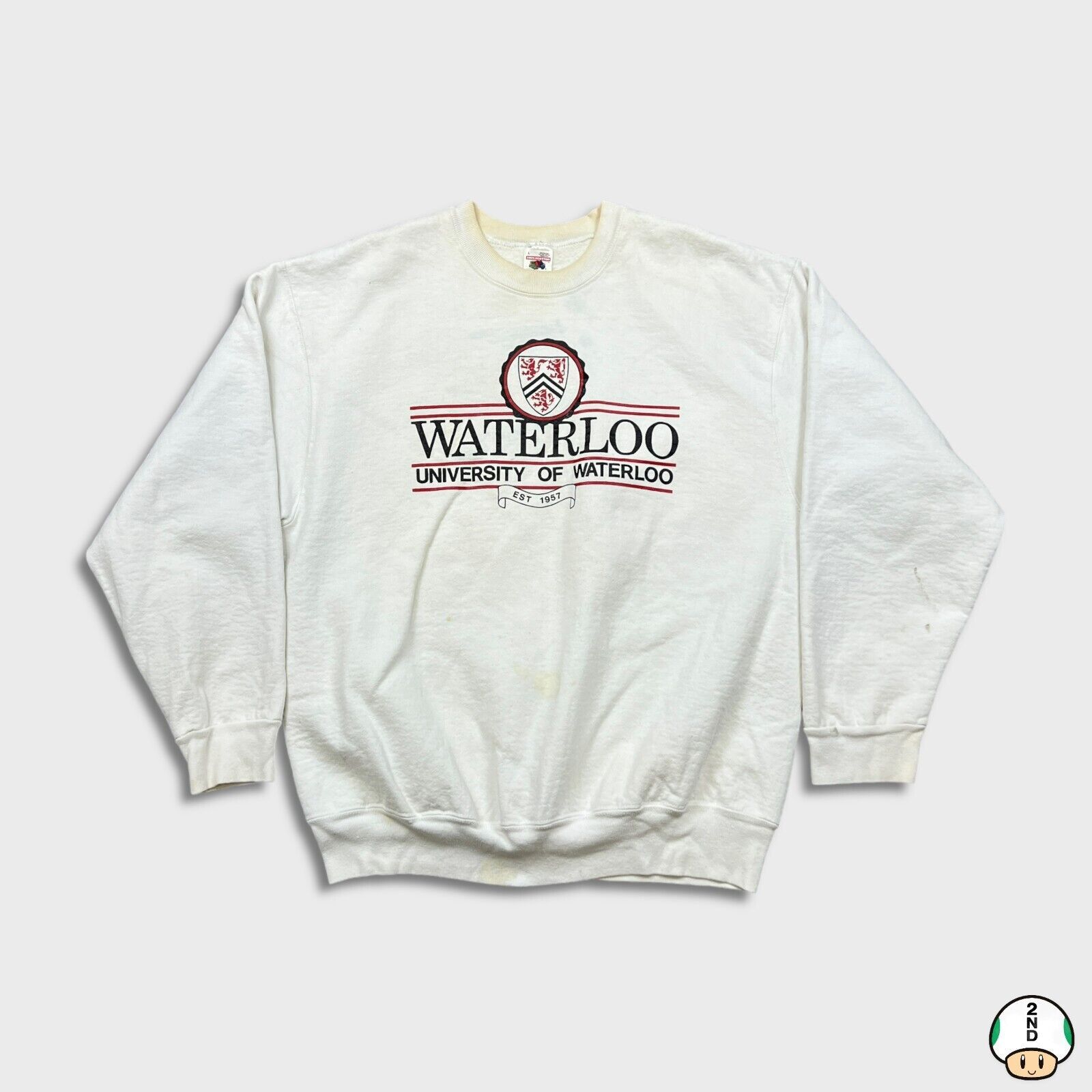 Vintage University of Waterloo Sweatshirt Large White Pullover 90s Size US L / EU 52-54 / 3 - 1 Thumbnail