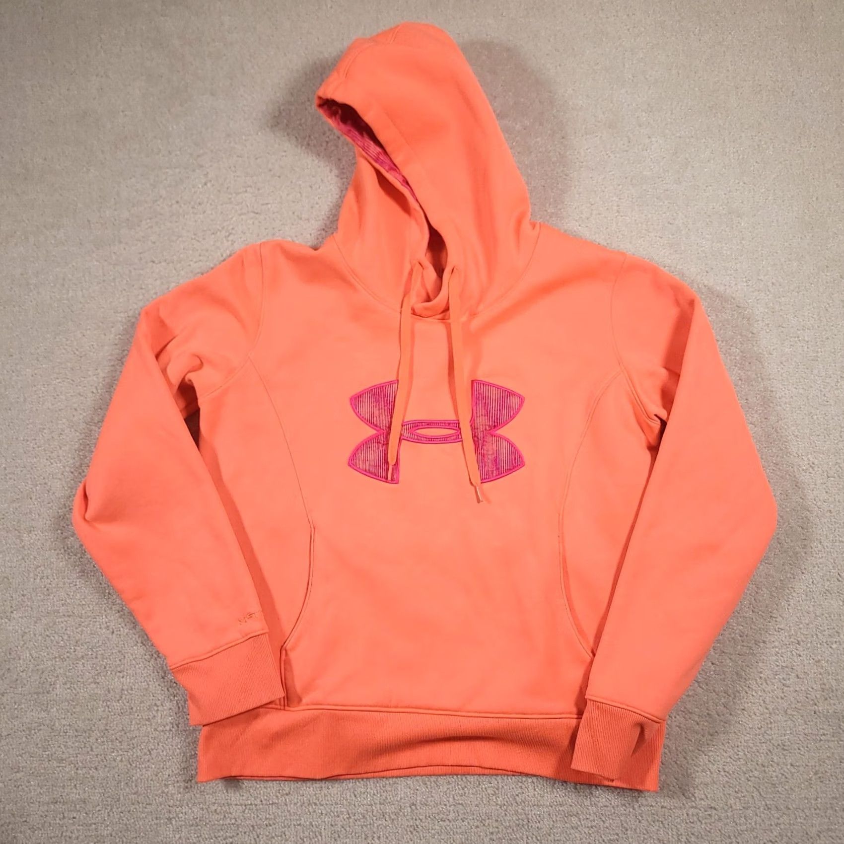 Under Armour Under Armour Hoodie Womens L Orange Fleece Hooded Sweatshirt Embroidered Logo Size L / US 10 / IT 46 - 2 Thumbnail