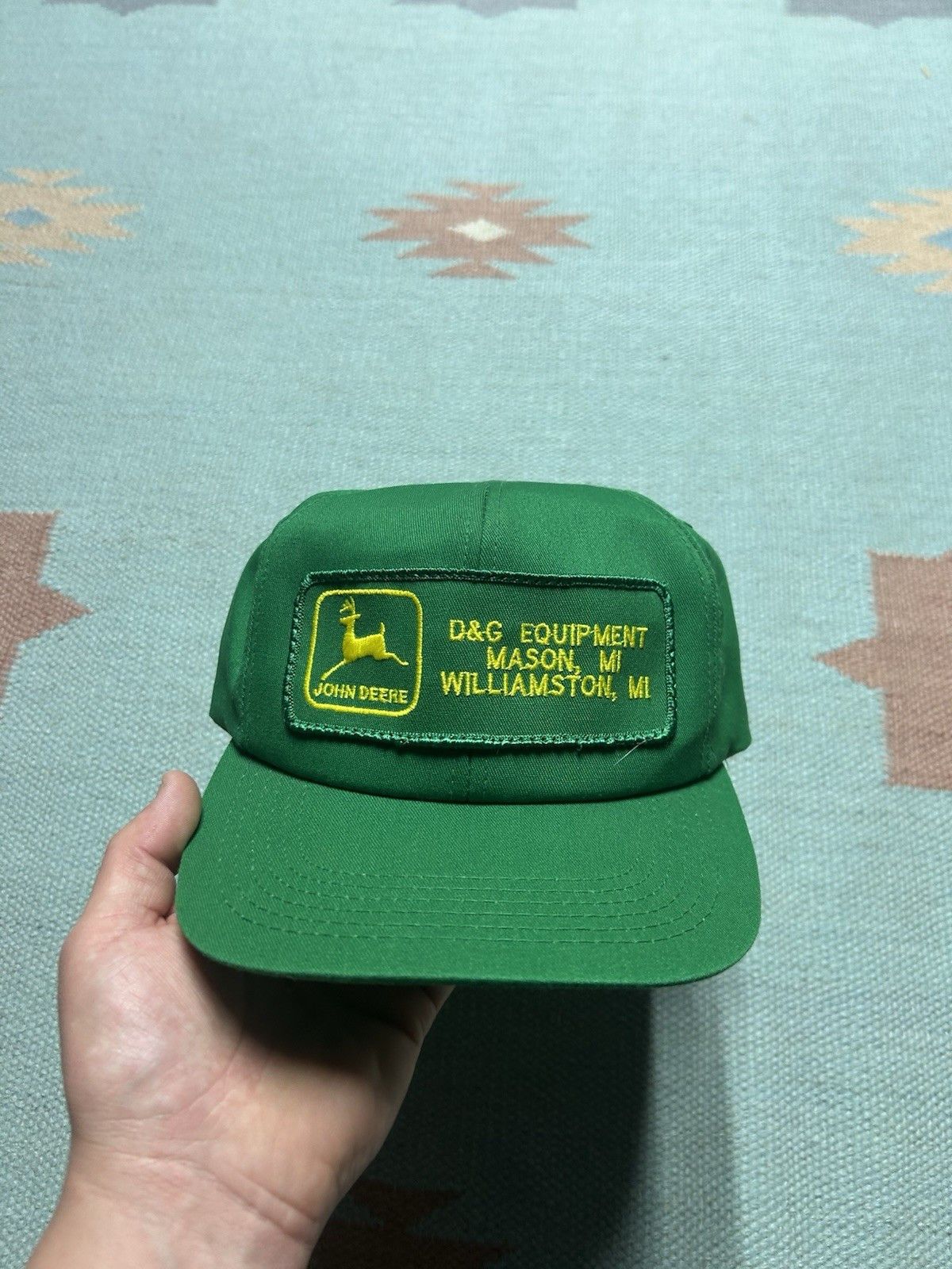 Vintage Vtg k products hat John Deere Michigan patch made USA farm Size ONE SIZE - 2 Thumbnail