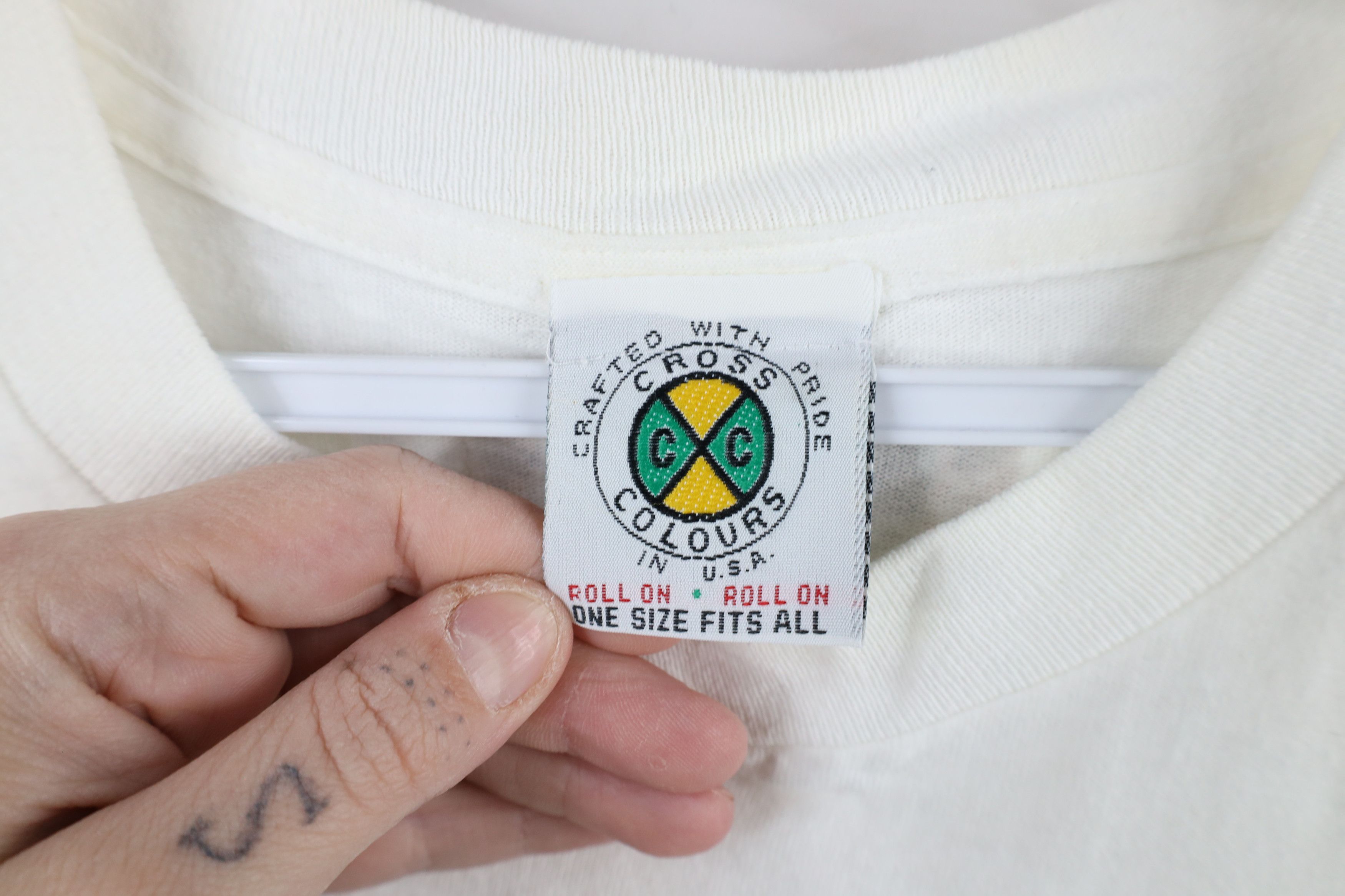 Cross Colours × Vintage Vintage 90s Cross Colours Spell New World Order T-Shirt USA Size US XXL / EU 58 / 5 - 6 Thumbnail