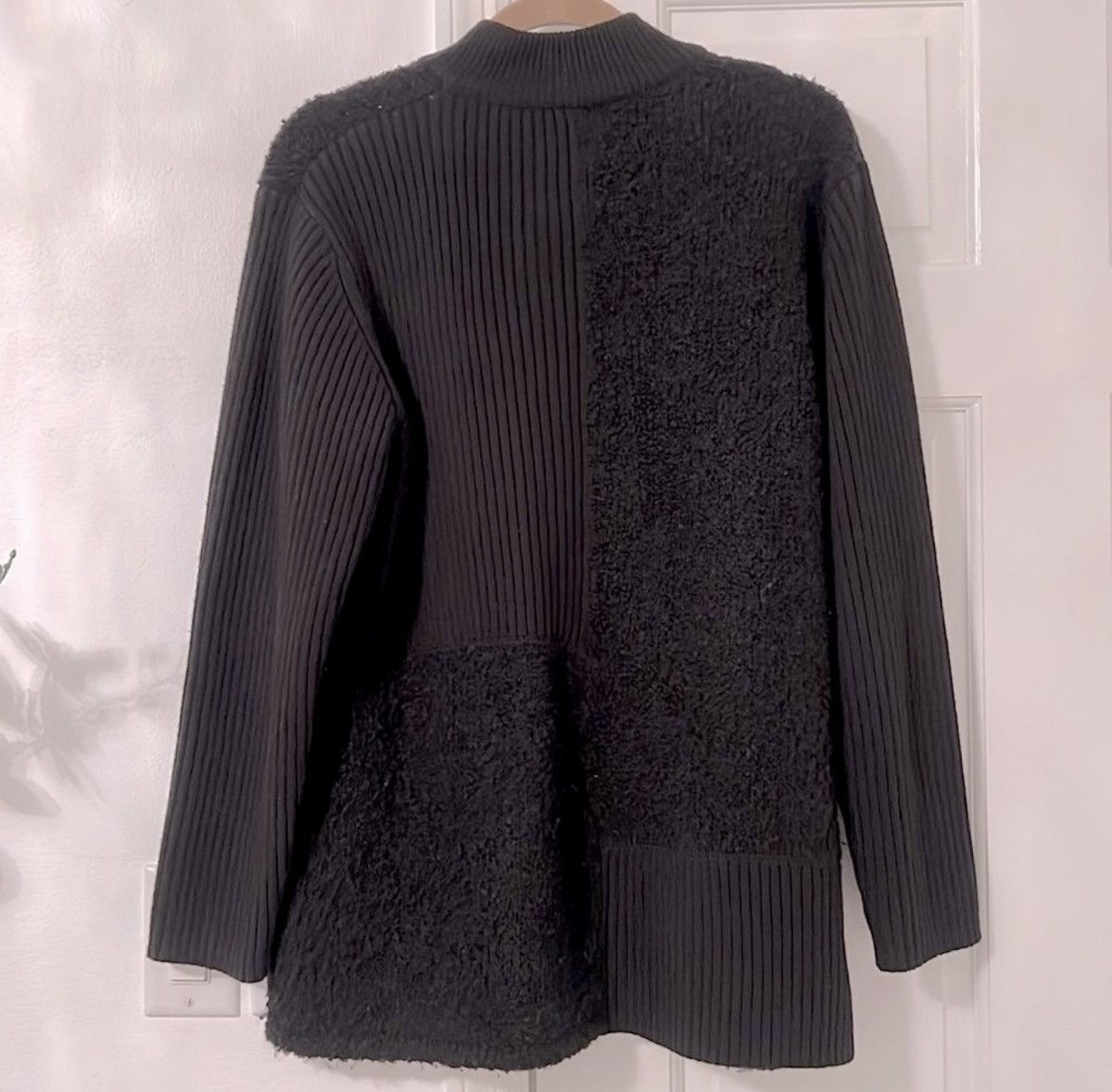 Chicos Vtg 90s Chico’s Design Rib Bouclé Knit Zip Jacket Black (XL) Size XL / US 12-14 / IT 48-50 - 3 Thumbnail