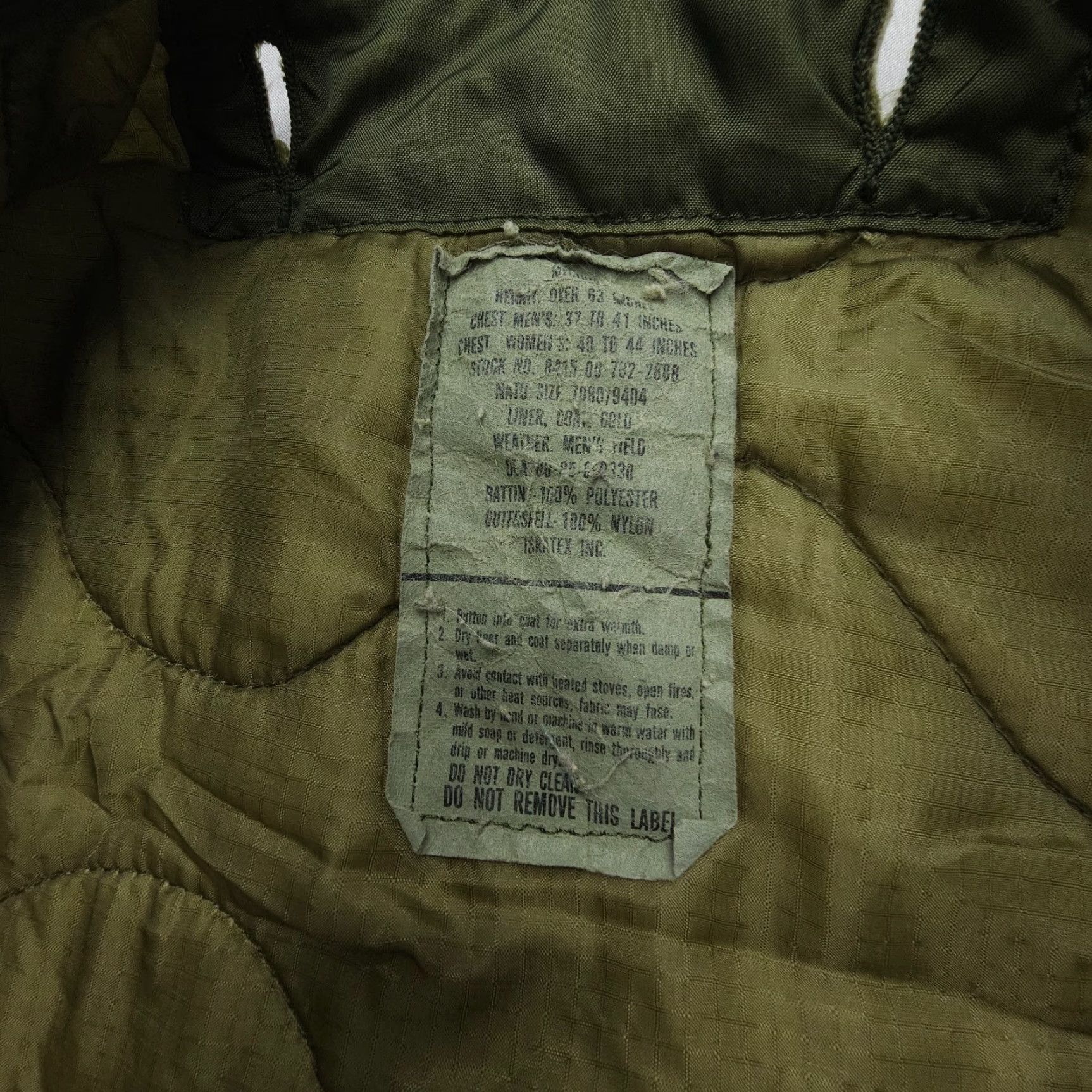 Vintage Military Liner Cold Weather Coat Quilted Puffer Jacket Mens Medium Green Size US M / EU 48-50 / 2 - 5 Thumbnail