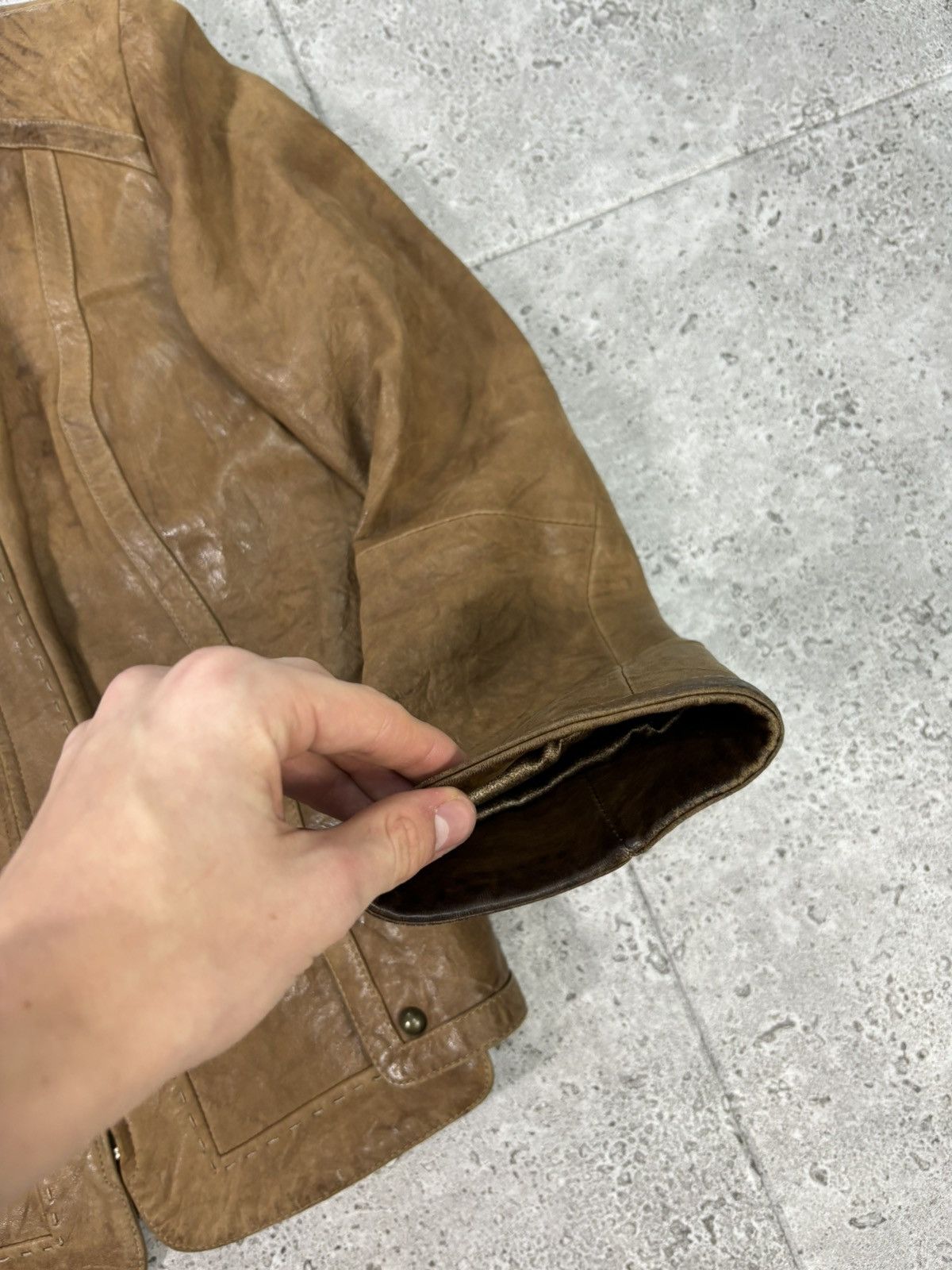 Genuine Leather × Japanese Brand Archive Japanese Leather Jacket Rare 2000s Vintage Cropped Size US L / EU 52-54 / 3 - 8 Thumbnail