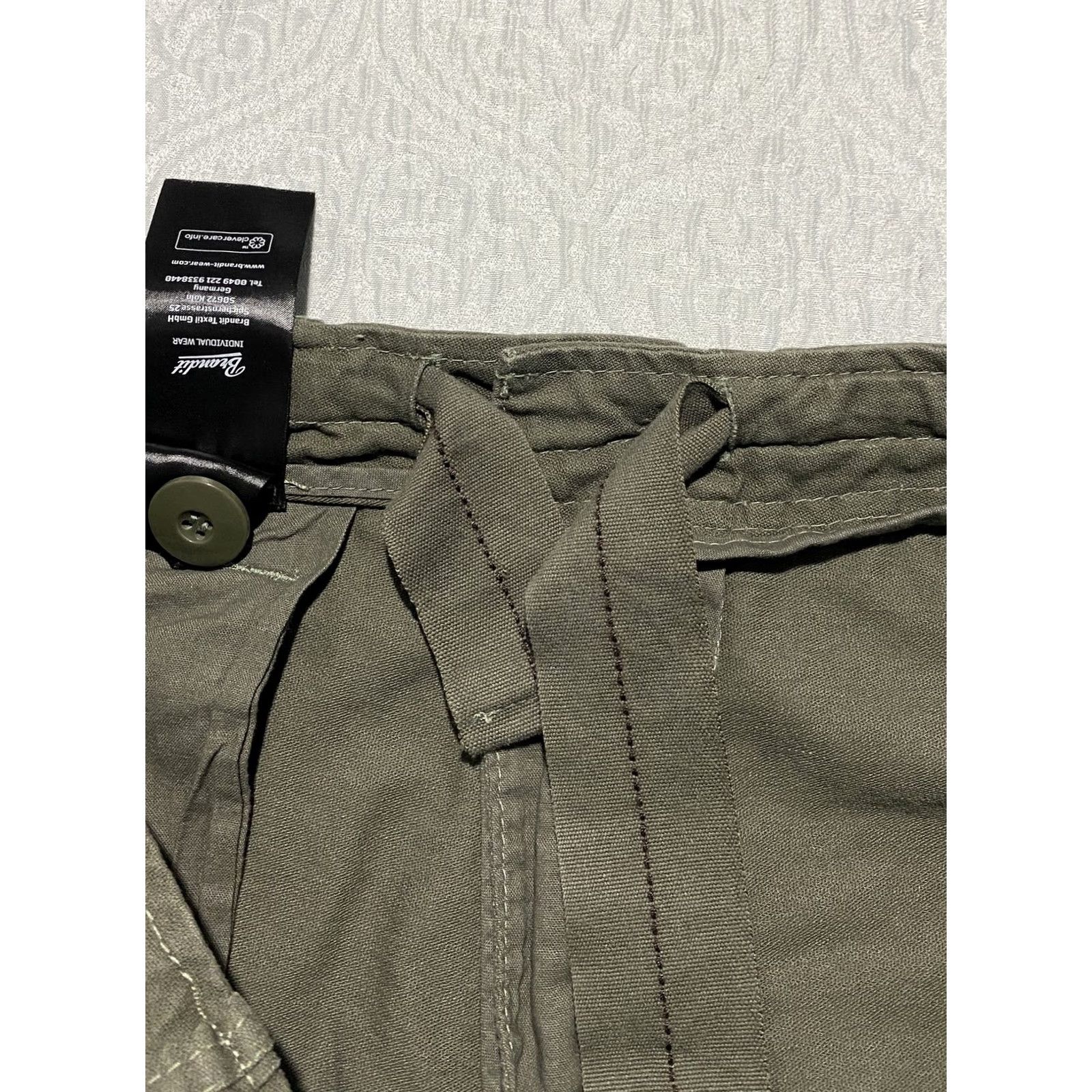 Olive Brandit Cargo Shorts Mens 2XL Olive Green Canvas Pocket Outdoor Casual Workwear Size US 39 - 3 Thumbnail