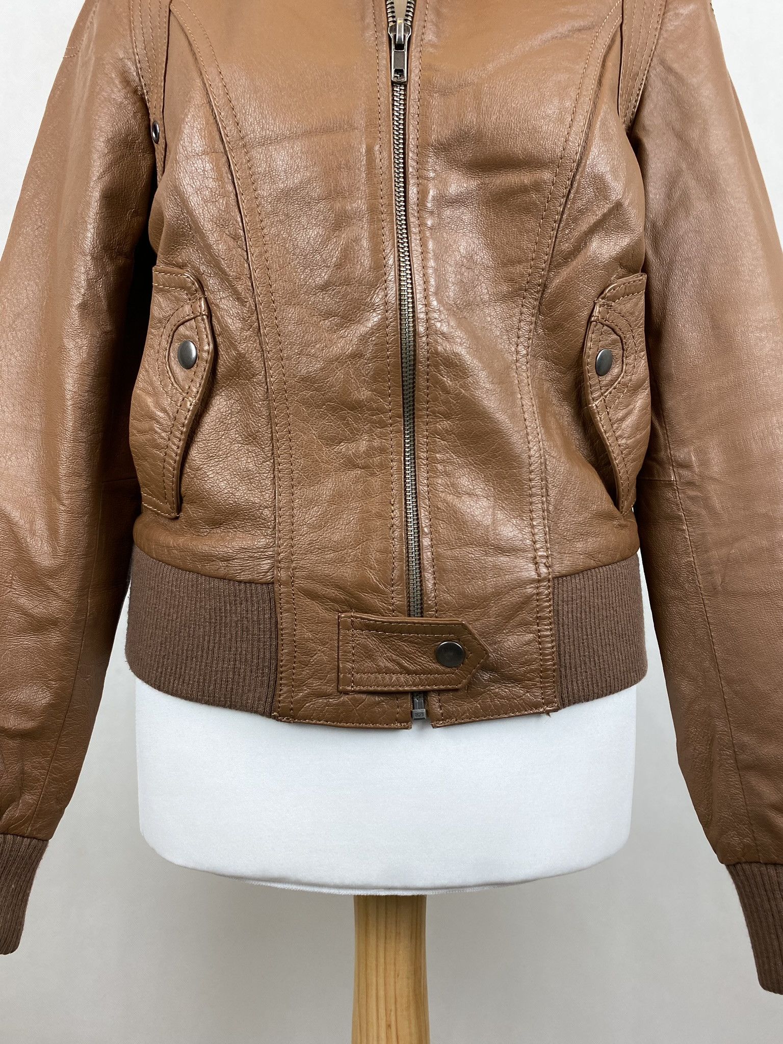 Genuine Leather × Vintage real leather jacket vintage vera pelle big collar zip Size M / US 6-8 / IT 42-44 - 5 Thumbnail