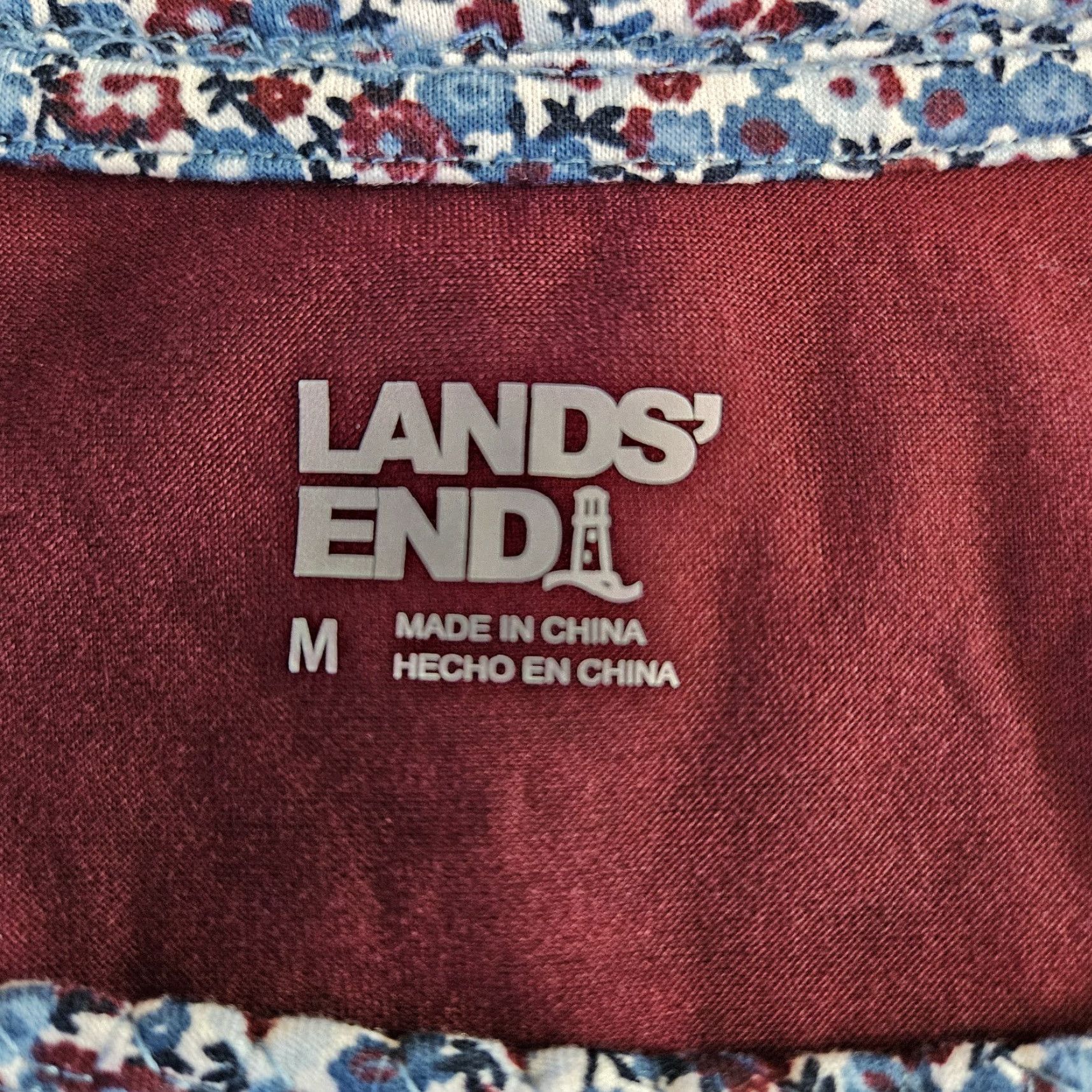 Lands' End Lands' End Womens Pajama Top Burgundy Long Sleeve Round Neck Solid Size M Size M / US 6-8 / IT 42-44 - 5 Thumbnail