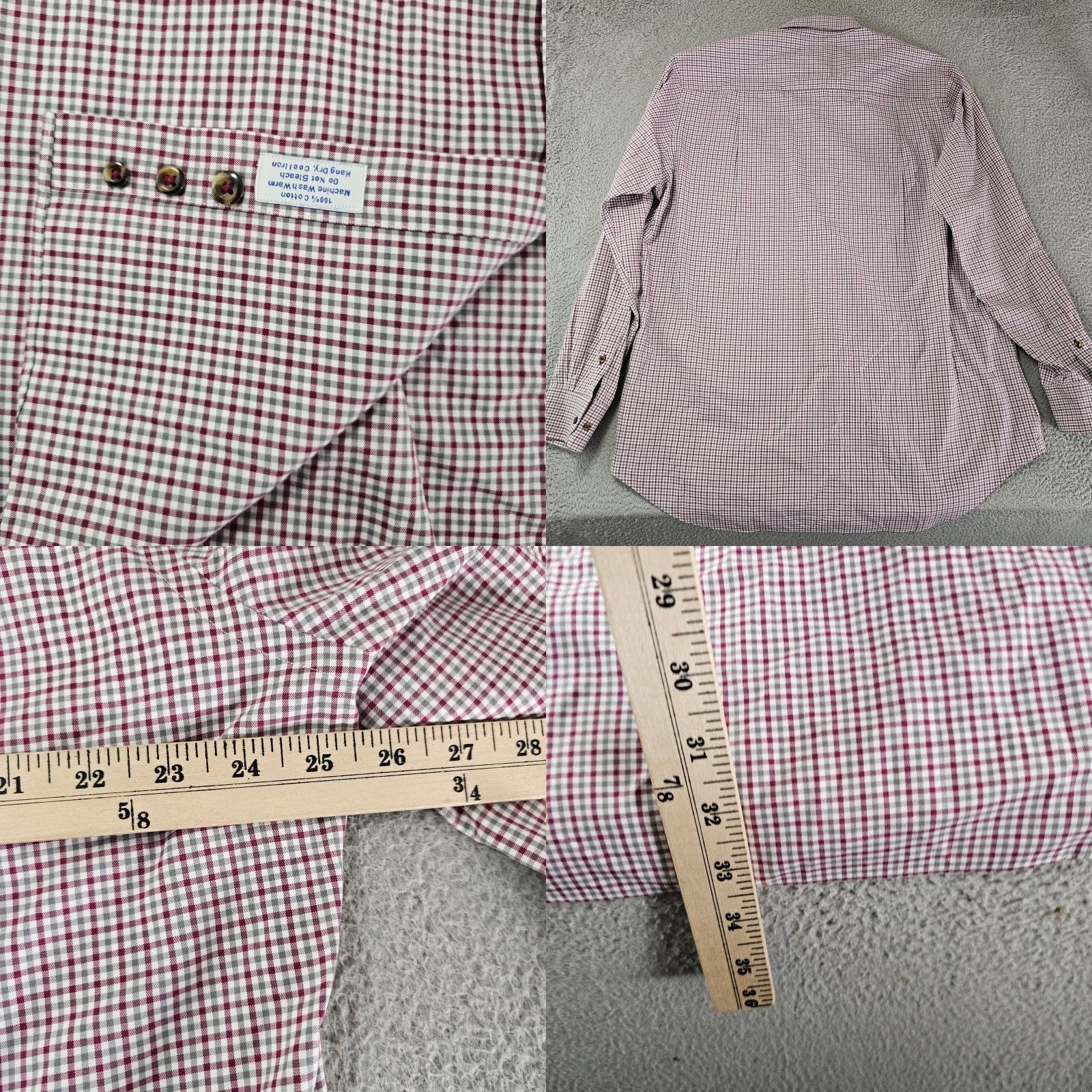 David Donahue David Donahue Dress Shirt Mens XL Check Twill Cotton Long Sleeve Pockets Button Collared Size 46R - 8 Thumbnail
