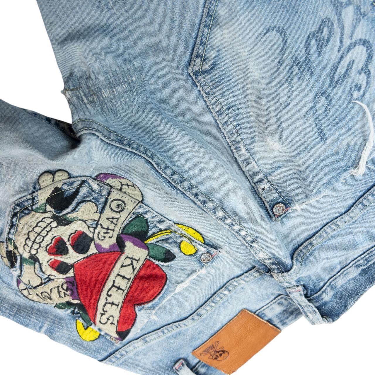Ed Hardy Vintage Ed Hardy Ripped Embroidered Denim Jeans Size W30 Size 30" / US 8 / IT 44 - 6 Thumbnail