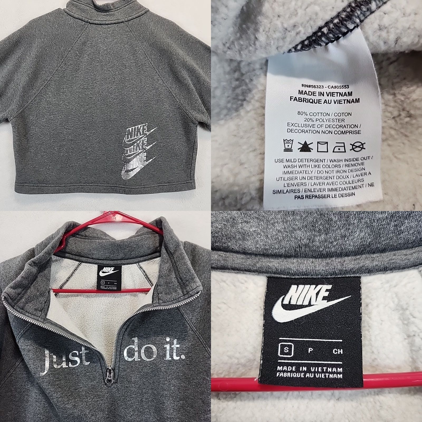 Nike VINTAGE NIKE Funnel-Neck 1/2 Zip Sweater Womens S Gray Silver Crop Athleisure Sweatshirt Size S / US 4 / IT 40 - 8 Thumbnail
