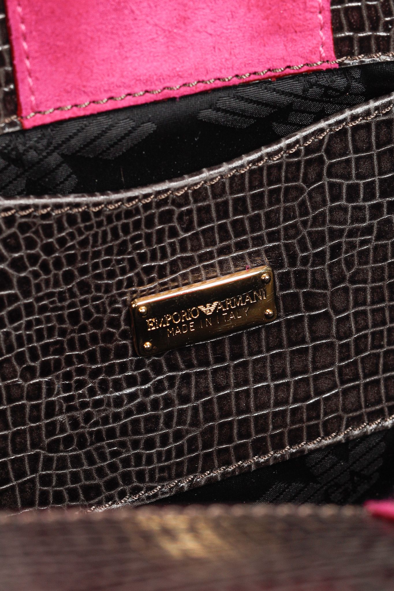 Emporio Armani Emporio Armani Croc-Embossed Leather Purple Suede-Bow Bag Size ONE SIZE - 11 Thumbnail