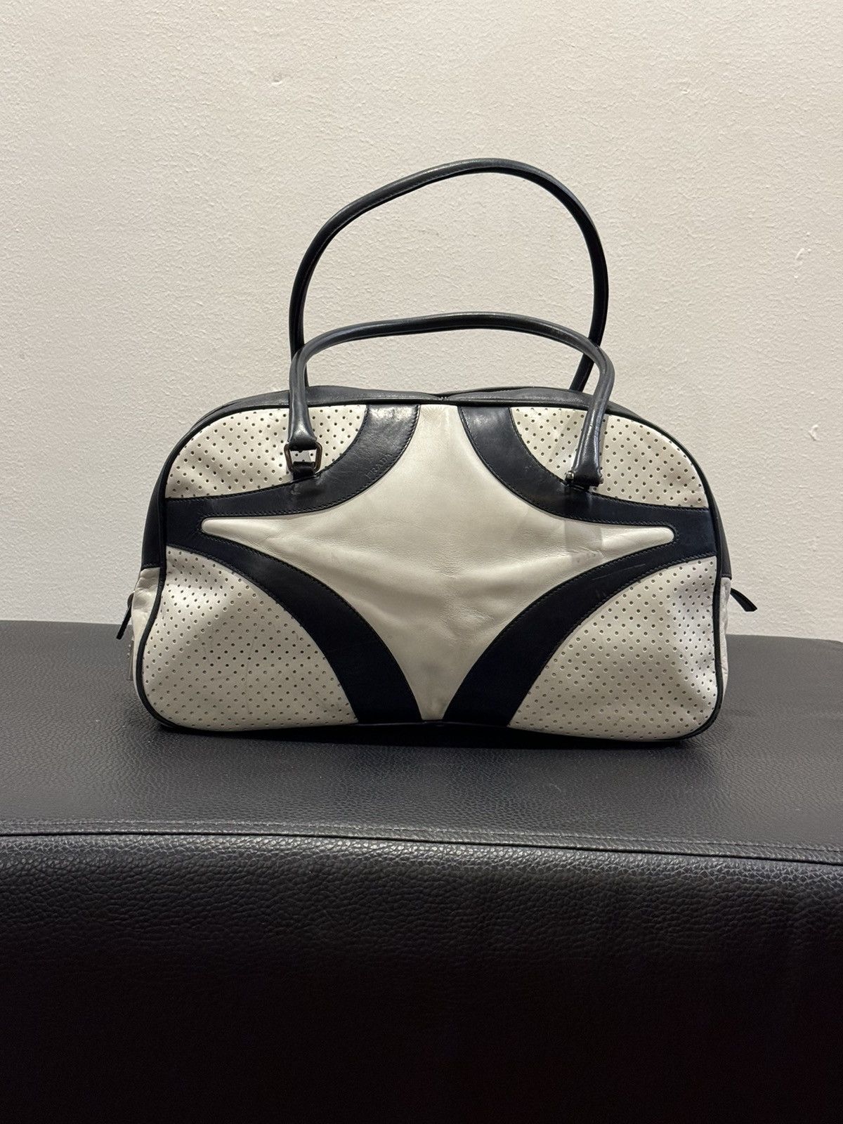 Prada PRADA Black Leather Bowling Bag Satchel Bowler Handbag Ss00 Size ONE SIZE - 3 Thumbnail