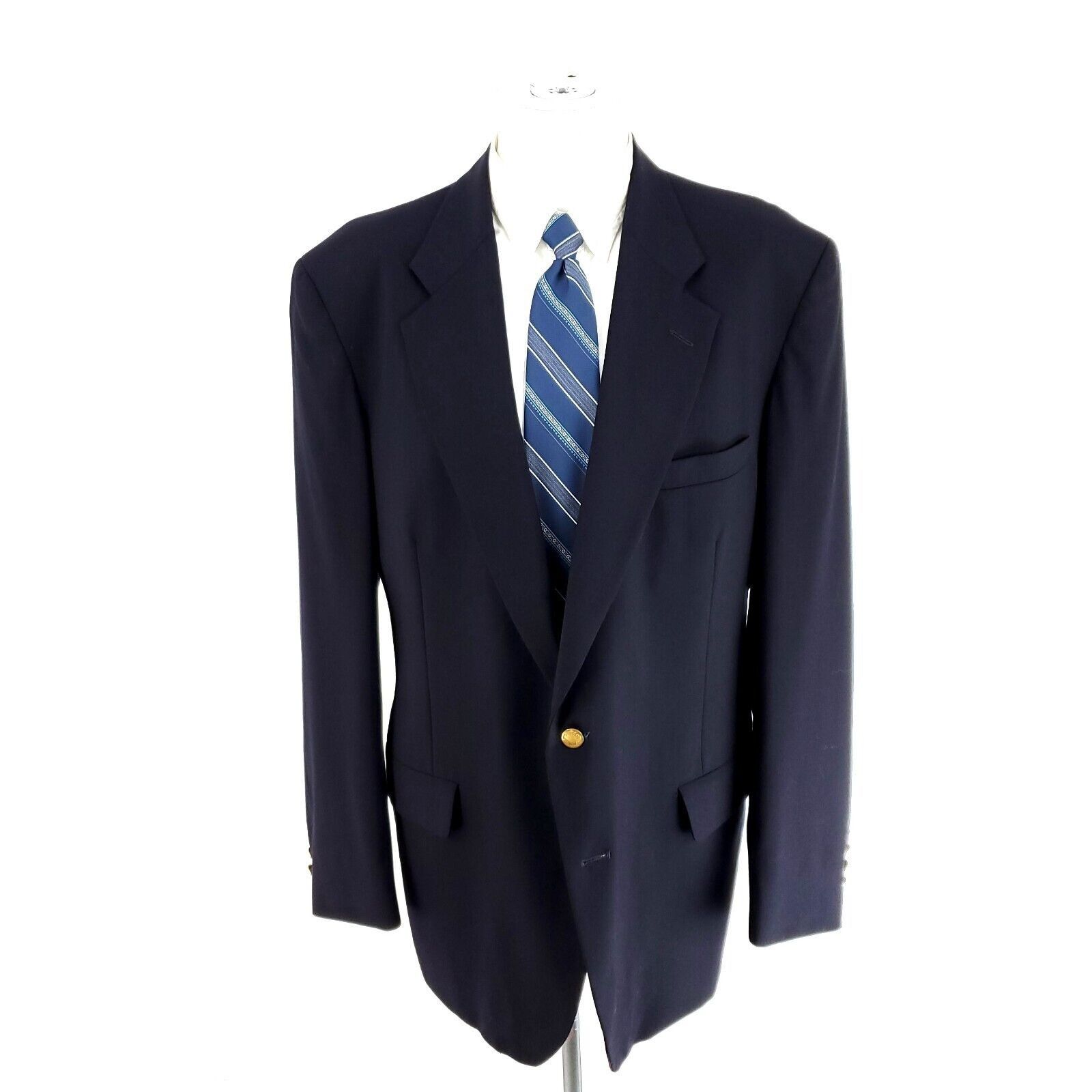 Vintage Stanley Blacker Wool 2 Gold Button Blazer 42L Or Slim 44L Bl Size 42L - 3 Thumbnail