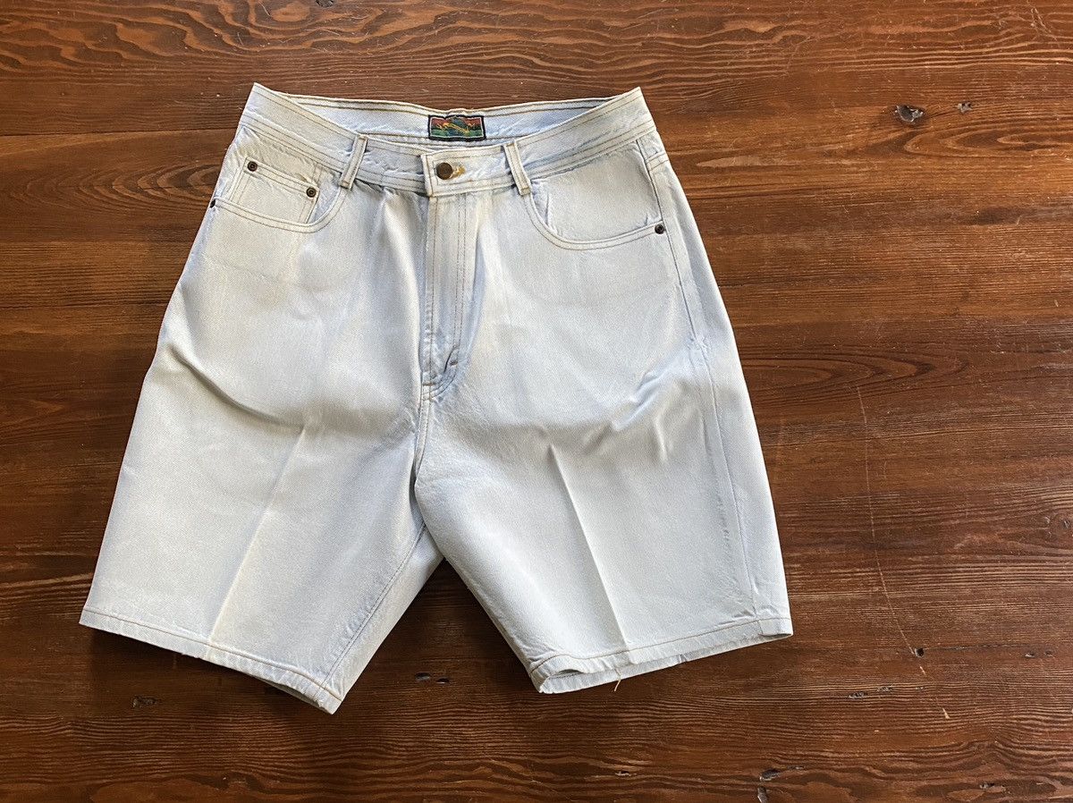 Structure × Vintage Vintage 90’s Structure Bleached Wide Leg Denim Shorts Size US 32 / EU 48 - 1 Thumbnail