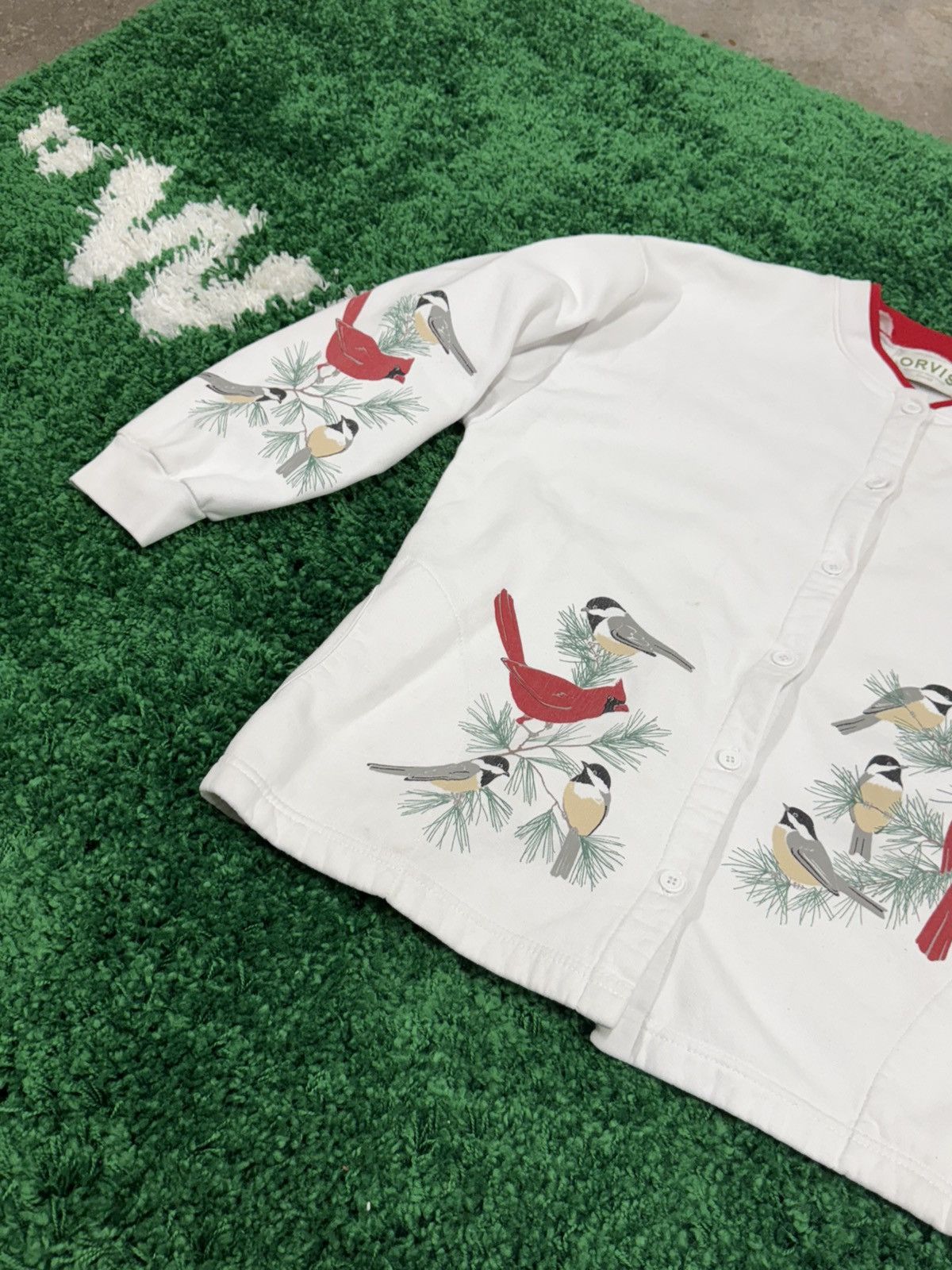 Vintage Vintage Birds Cardigan White Large 90s Retro Orvis Size US L / EU 52-54 / 3 - 3 Thumbnail