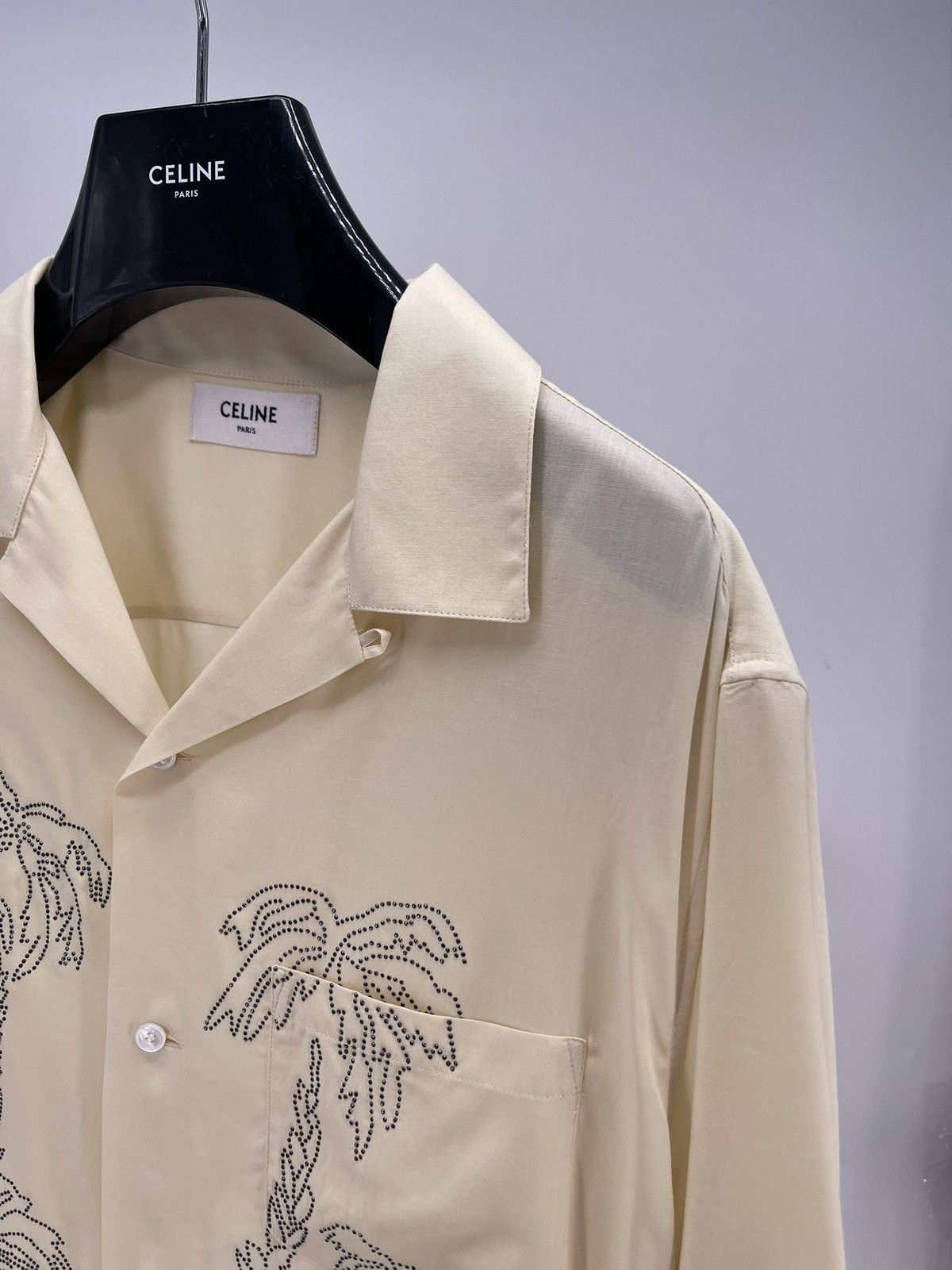 Celine Celine Convertible-Collar Studded Satin Shirt size 38 Size US M / EU 48-50 / 2 - 2 Thumbnail