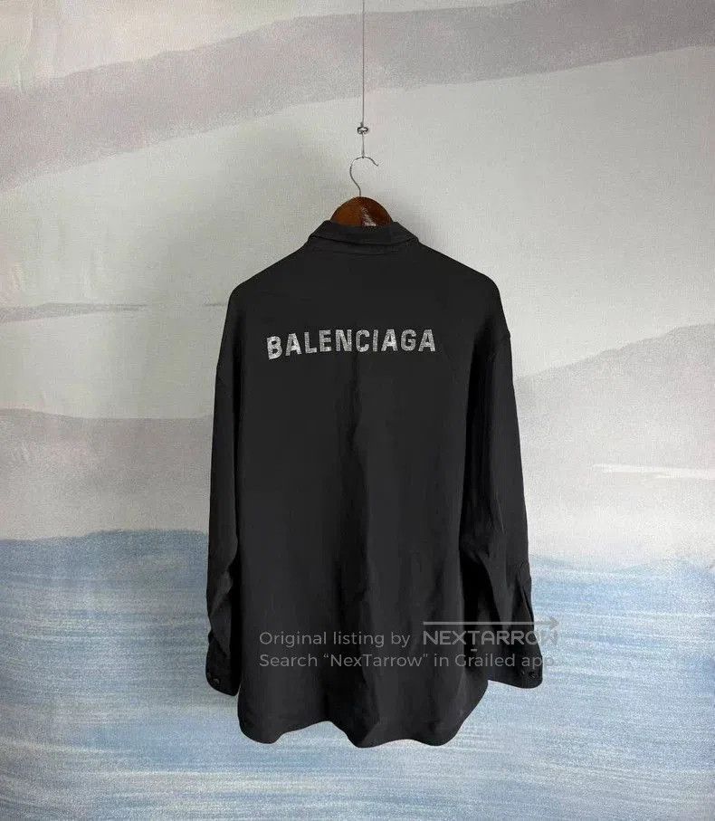 Balenciaga Balenciaga Black Crystal Letter Shirt. Size US XS / EU 42 / 0 - 3 Thumbnail