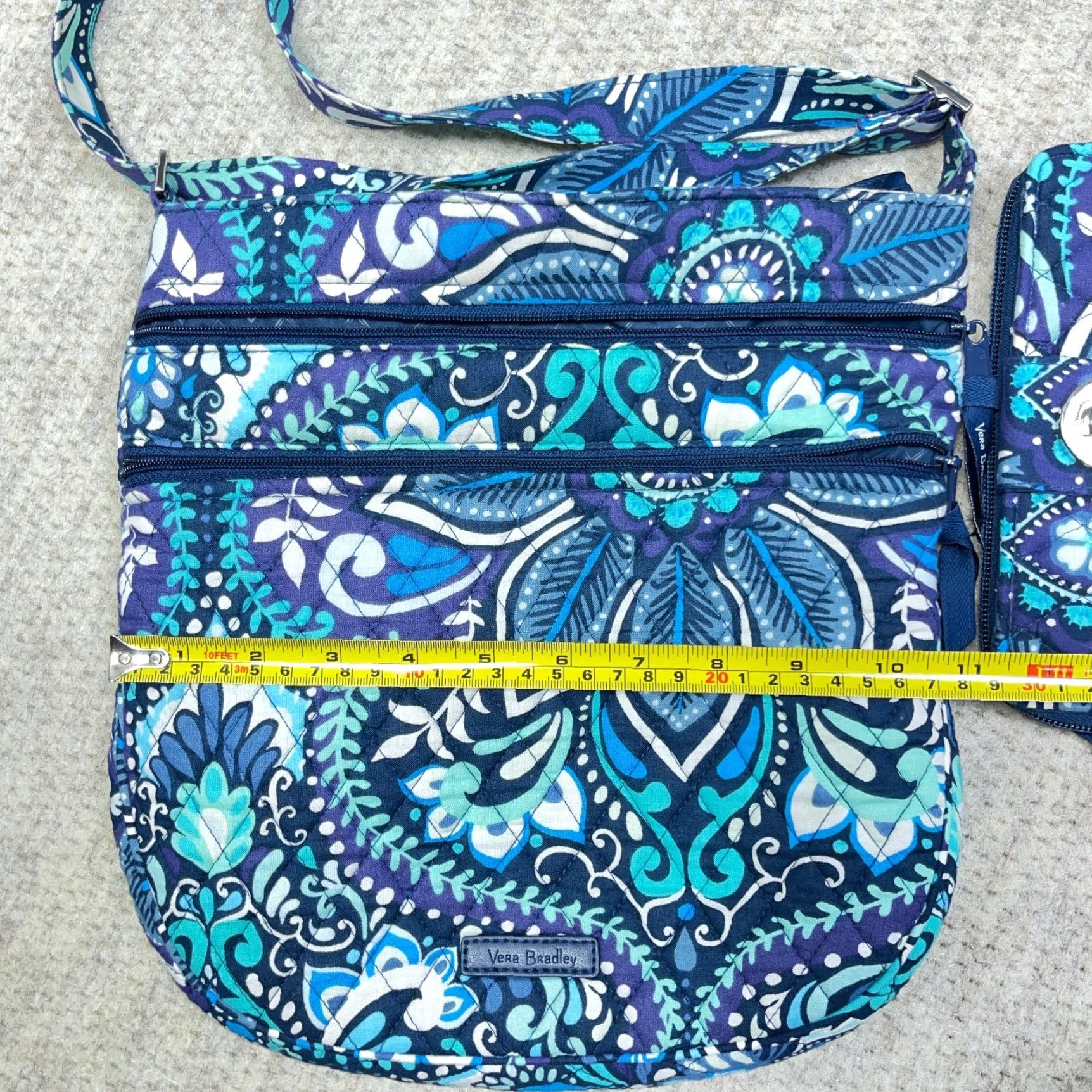 Vera Bradley Vera Bradley Crossbody Bag Women's Large Blue Island Medallion Quilt Pouch Wallet With Zip Molded Floral Size ONE SIZE - 7 Thumbnail