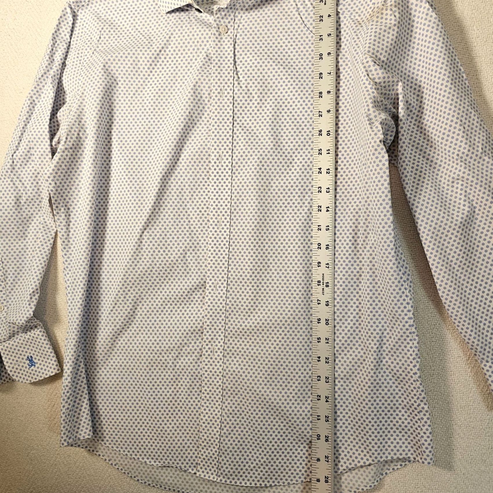 Psycho Bunny Psycho Bunny Button-Up Shirt Men 16 Blue Geometric Modern Stretch / Casual Formal Party/Cocktail Travel Wedding Mens Button-Up Shirt Size 42R - 5 Thumbnail