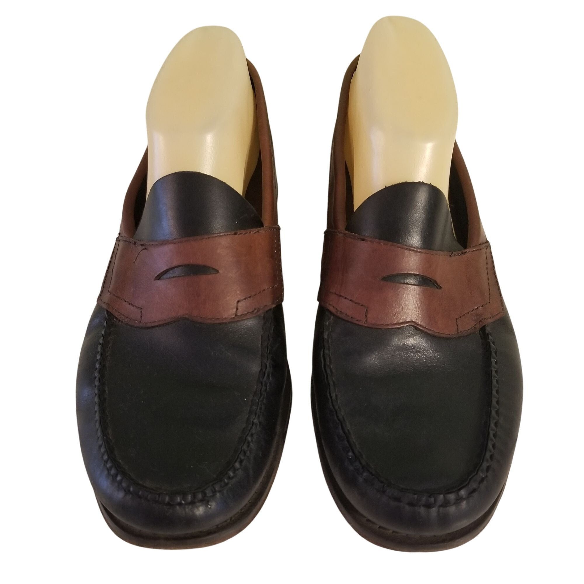 G.H. Bass & Co. Bass Weejuns 9D Brown Black 2 Tone Leather Penny Loafers CAR Size US 9 / EU 42 - 2 Thumbnail