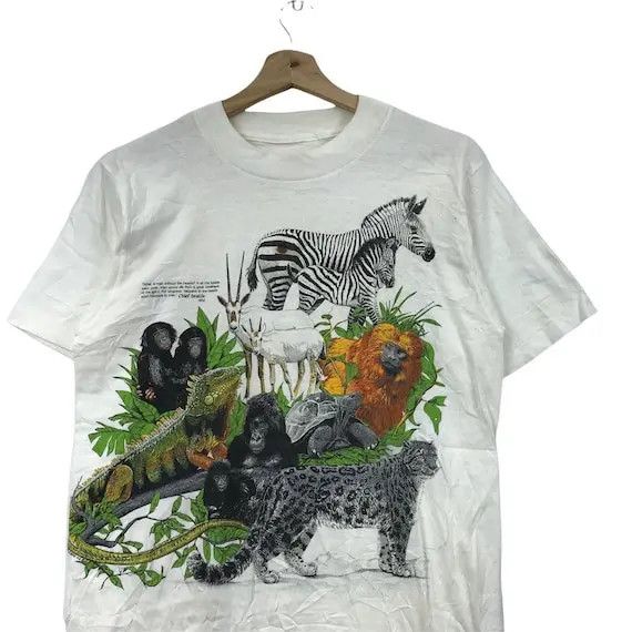Vintage Vtg 1987 HARLEQUIN TEENA HOUCK Habitats Safari Tee Shirt Size S / US 4 / IT 40 - 5 Thumbnail